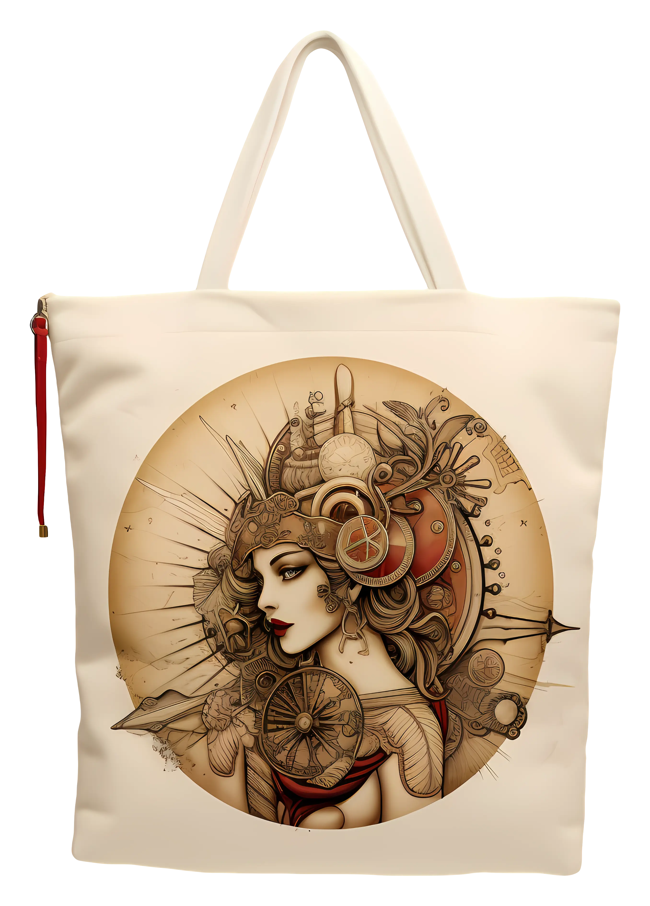 Vintage Tote Bag with Artistic Illustration