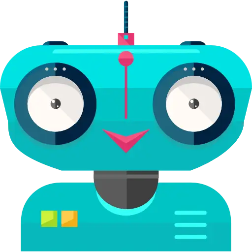 Cartoon Robot Head with Blue Body