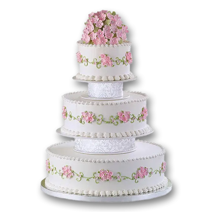 Elegant Tiered Wedding Cake with Flower Decorations