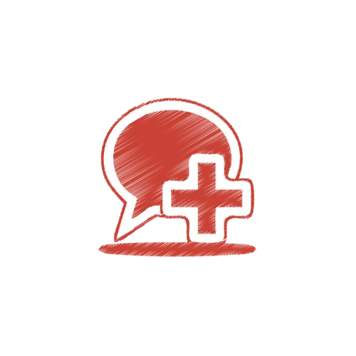 Red Speech Bubble with Plus Sign