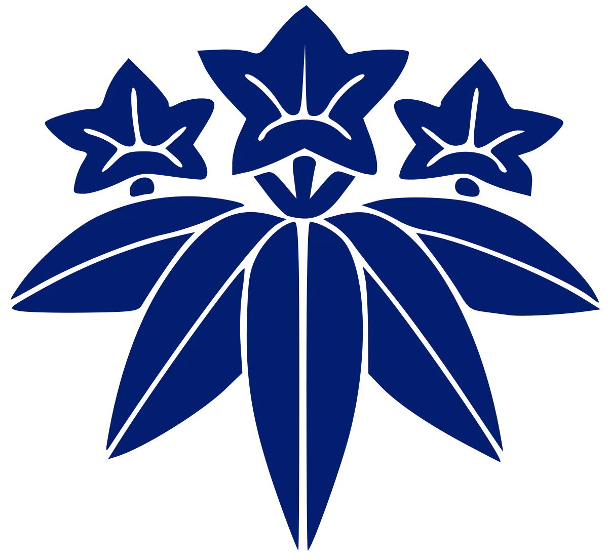 Blue Floral Emblem Design with Simplistic Style