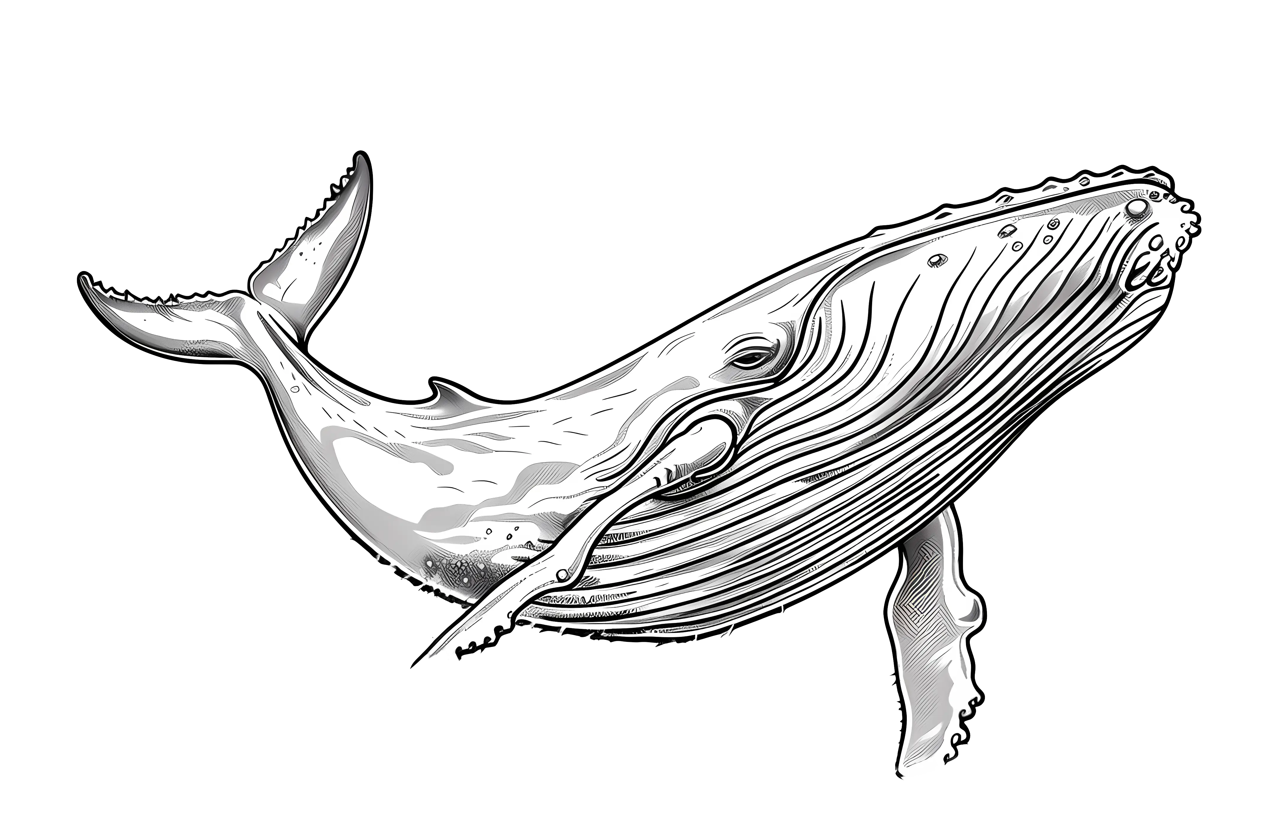 Humpback Whale Sketch in Black and White