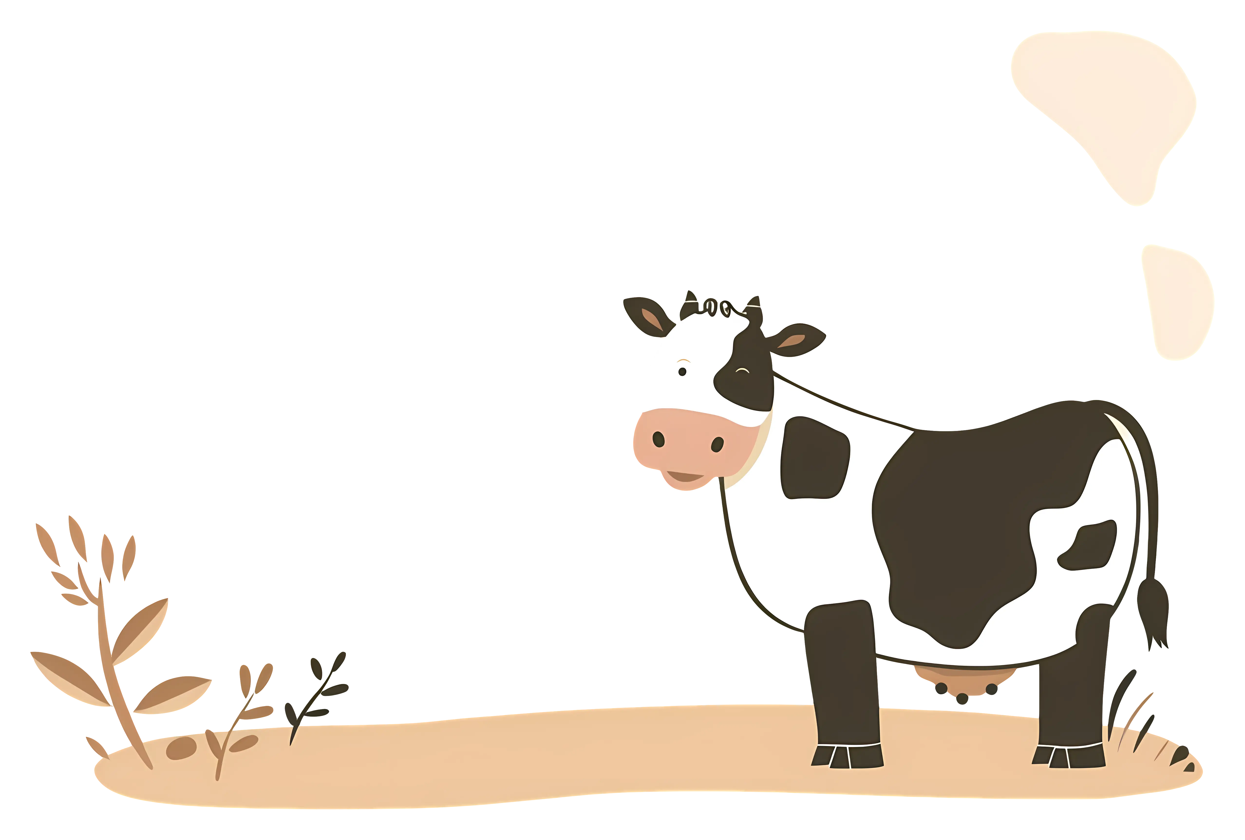 Simple Black and White Cow Illustration