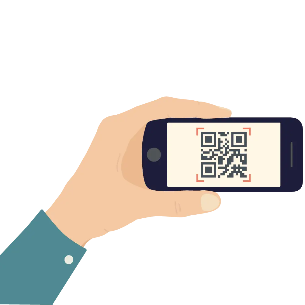 Hand Holding Smartphone with QR Code