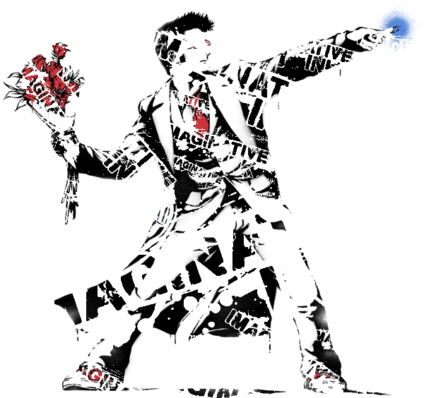 Graffiti Man Holding Flowers