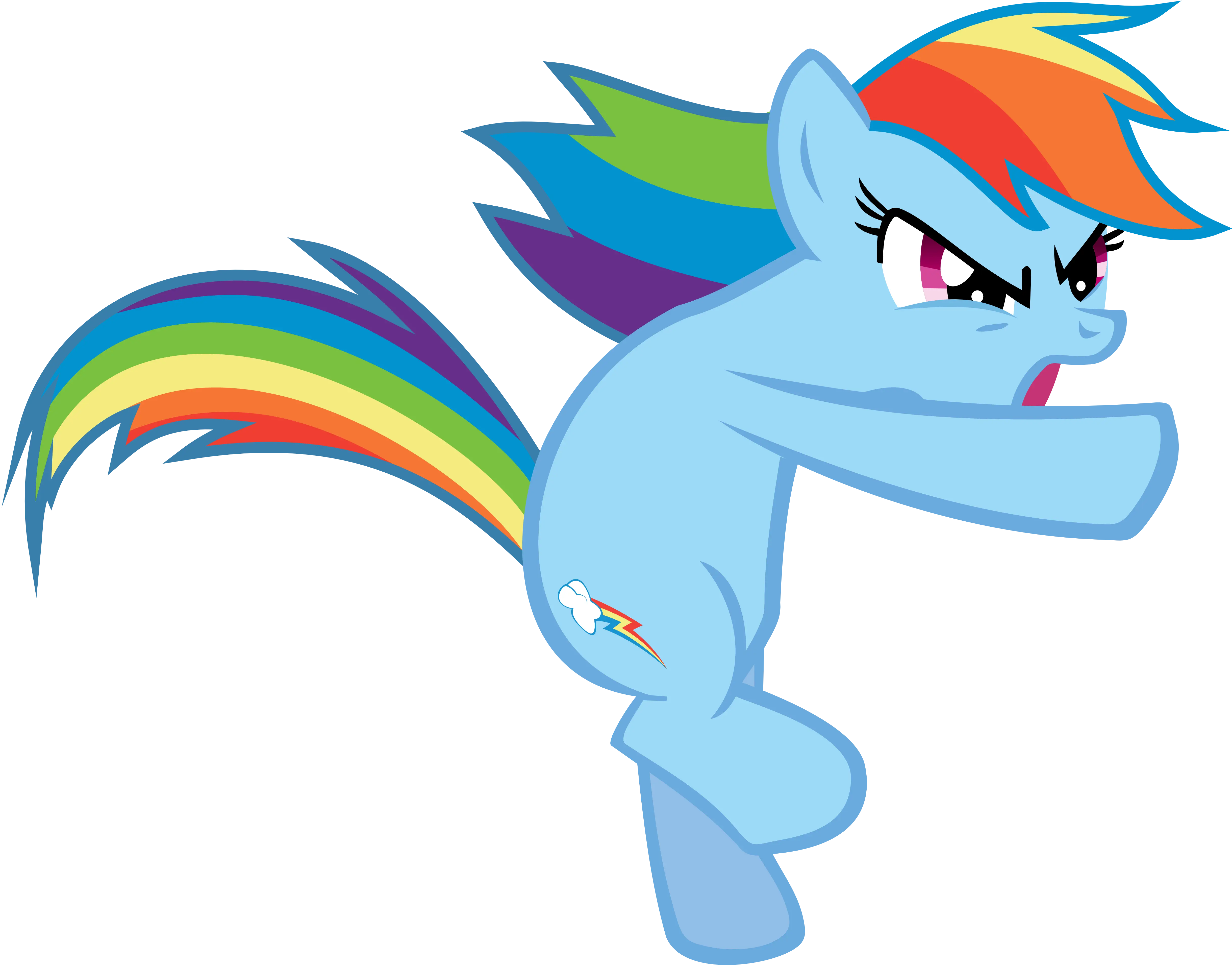 Blue Cartoon Horse with Rainbow Mane