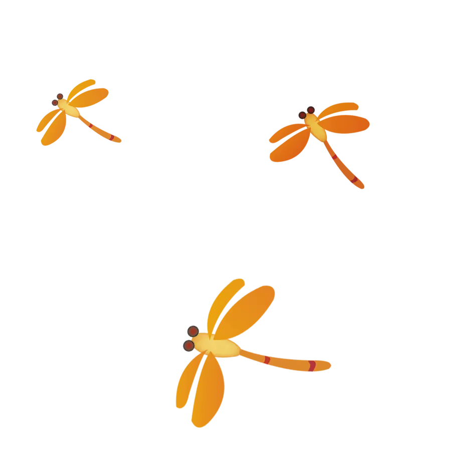 Orange Dragonflies in Flight