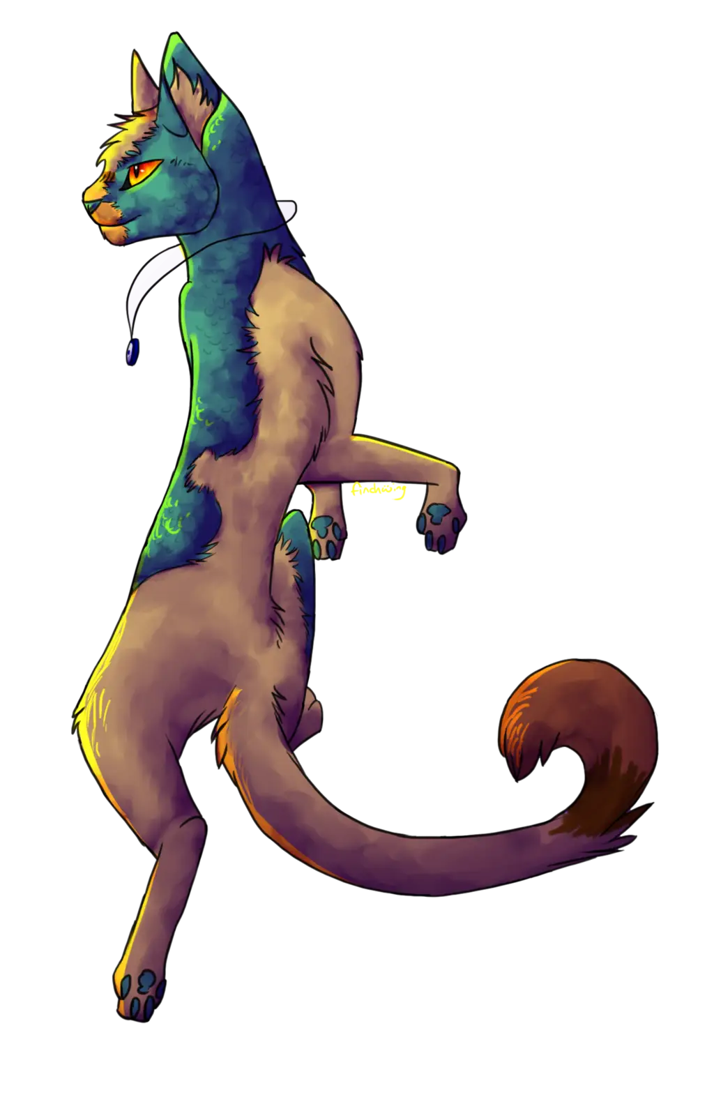 Colorful Cat with Jewel Necklace
