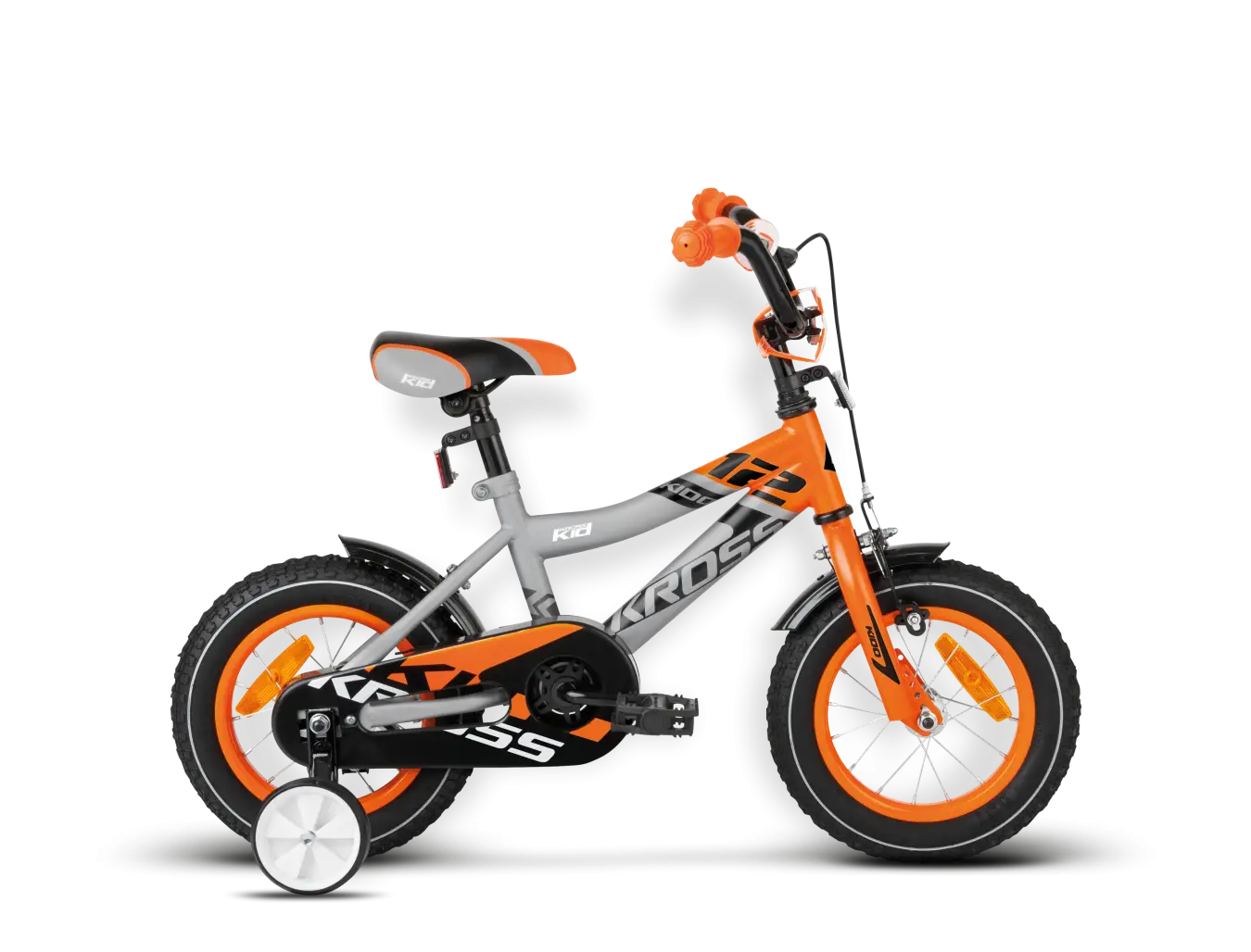 Orange and Silver Kids&#039; Bicycle with Training Wheels