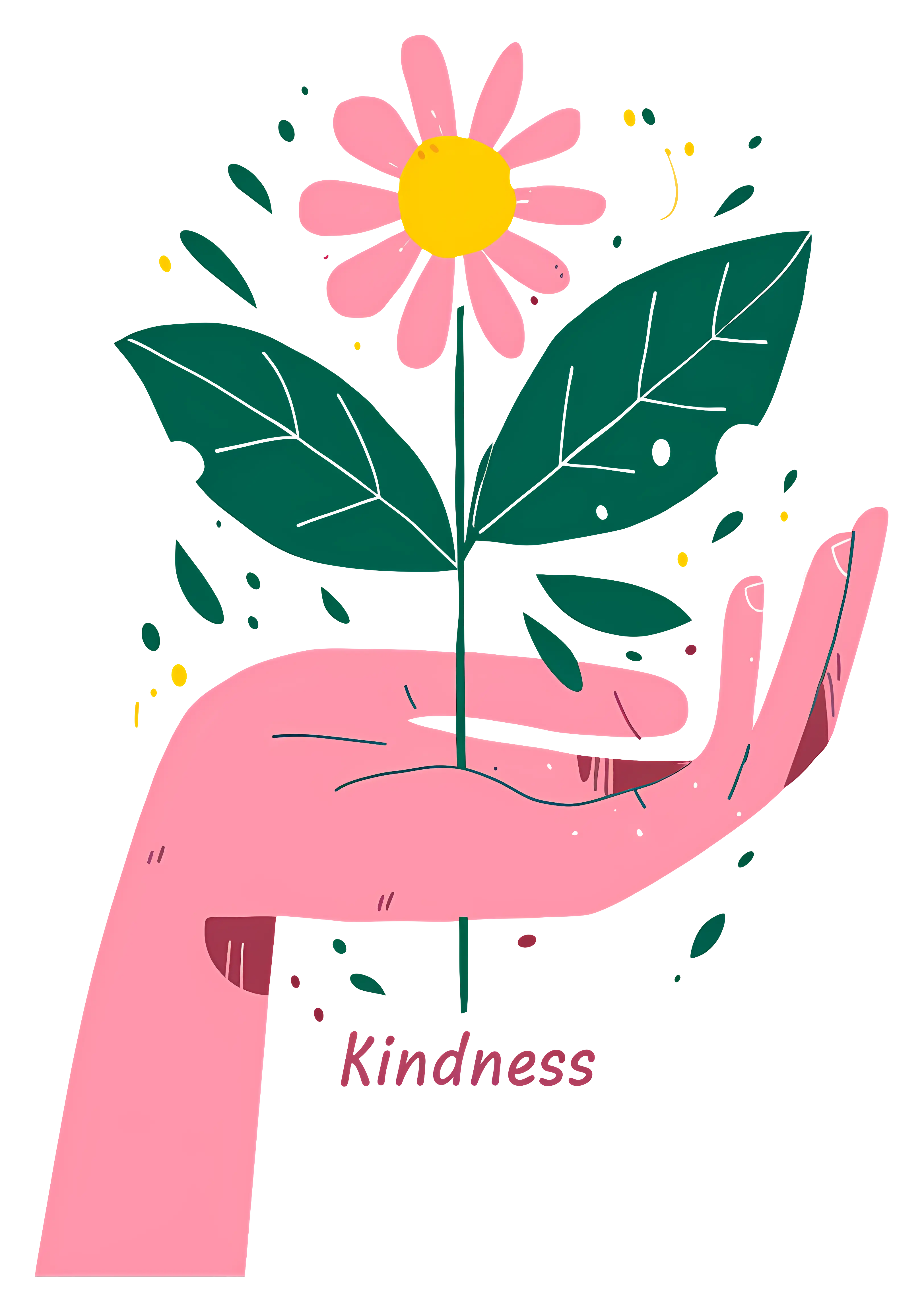Pink Hand Holding a Flower for Kindness