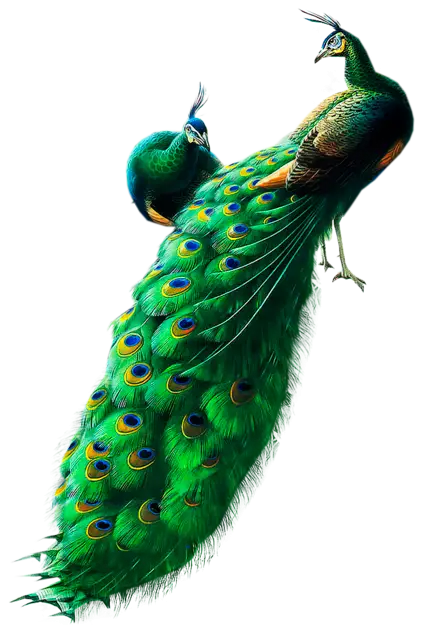 Elegant Green Peacocks with Vibrant Feathers