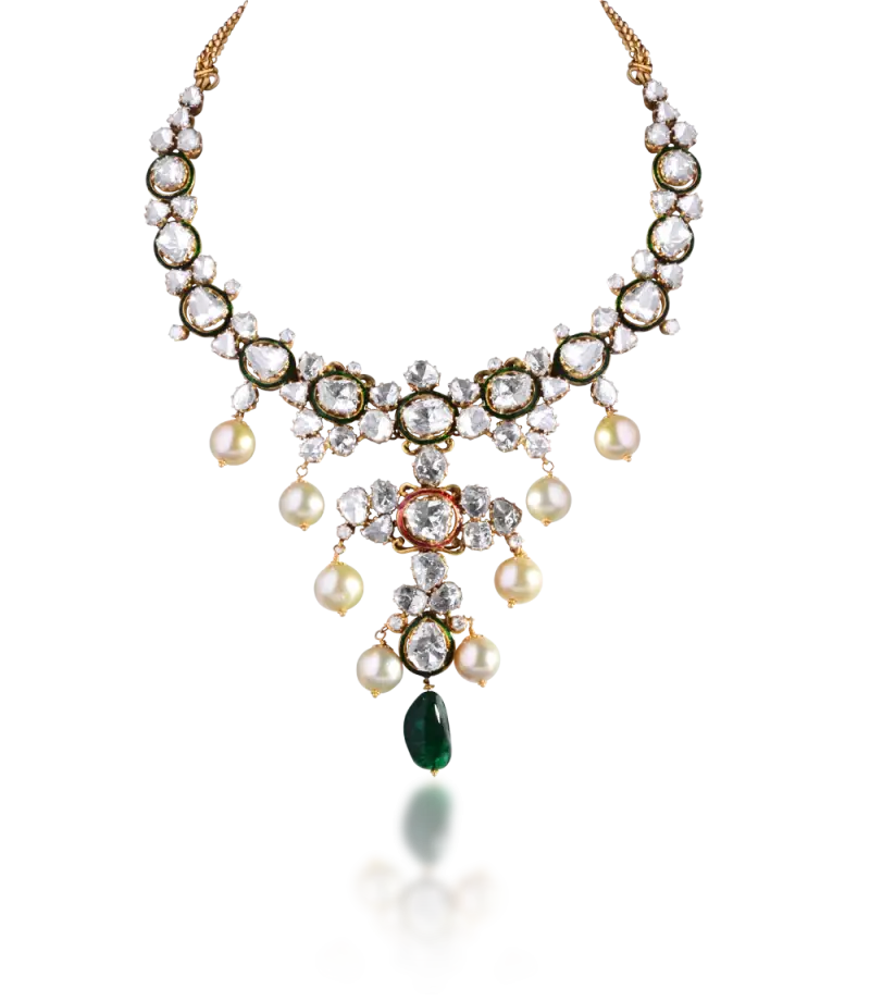 Luxurious Necklace with Pearls and Gems