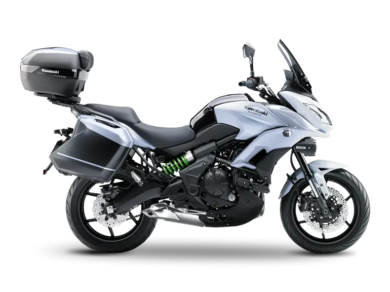 Silver Touring Motorcycle with Luggage Compartments