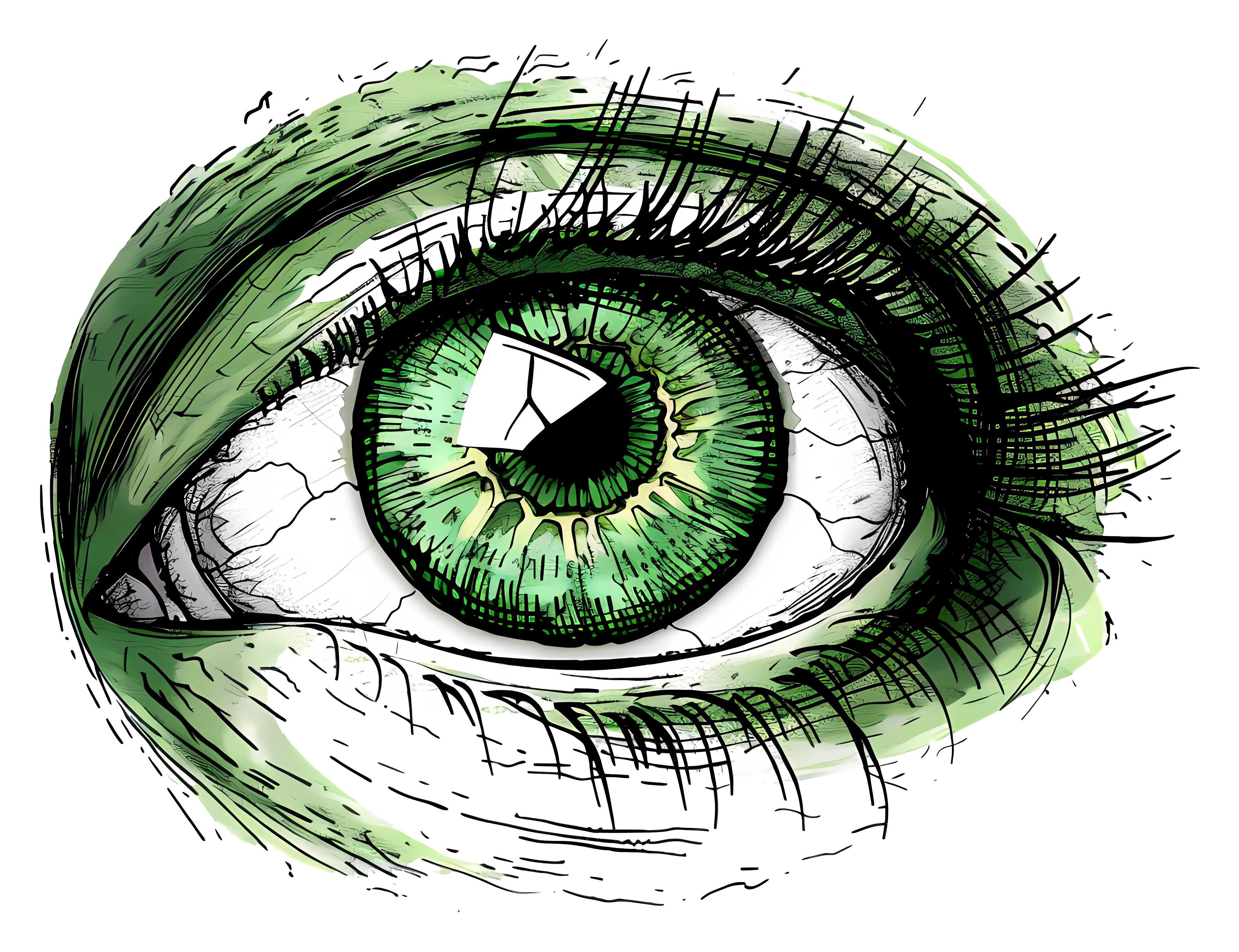 Detailed Artistic Green Eye Illustration