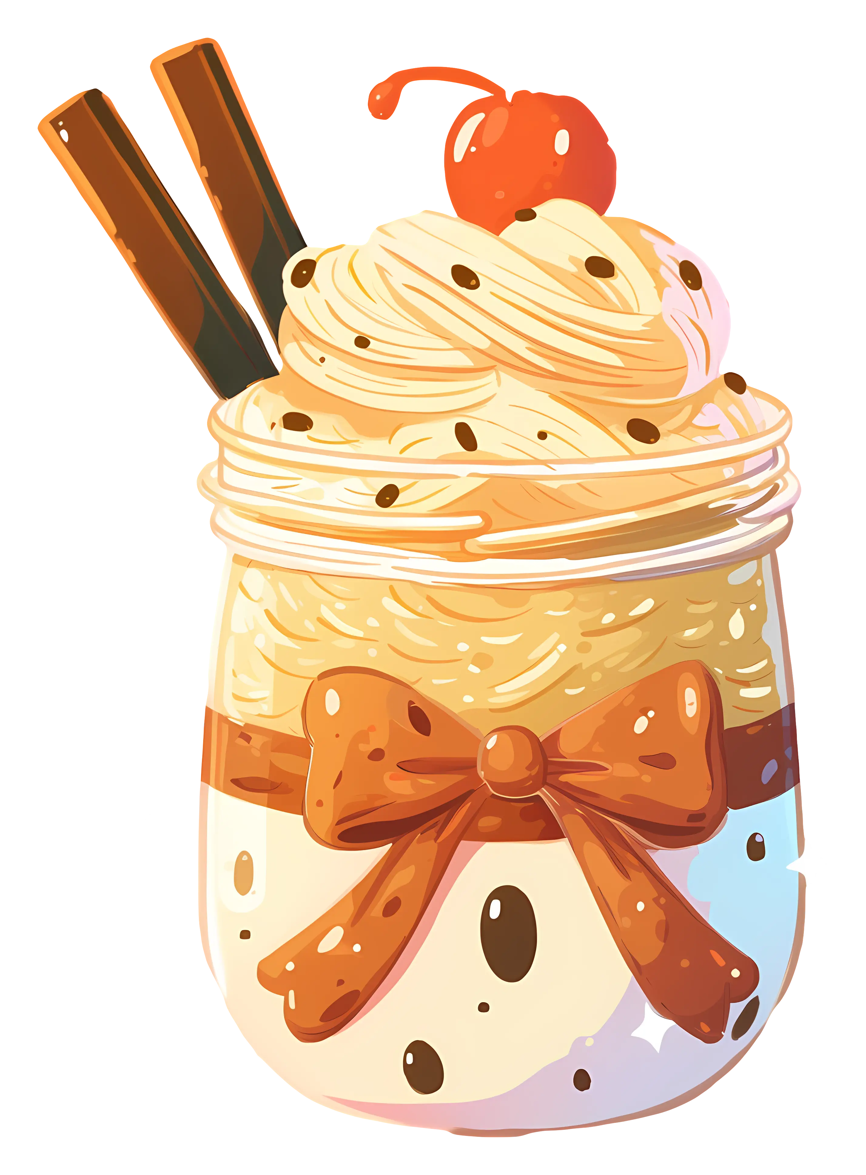 Delicious Dessert in a Jar with Cherry