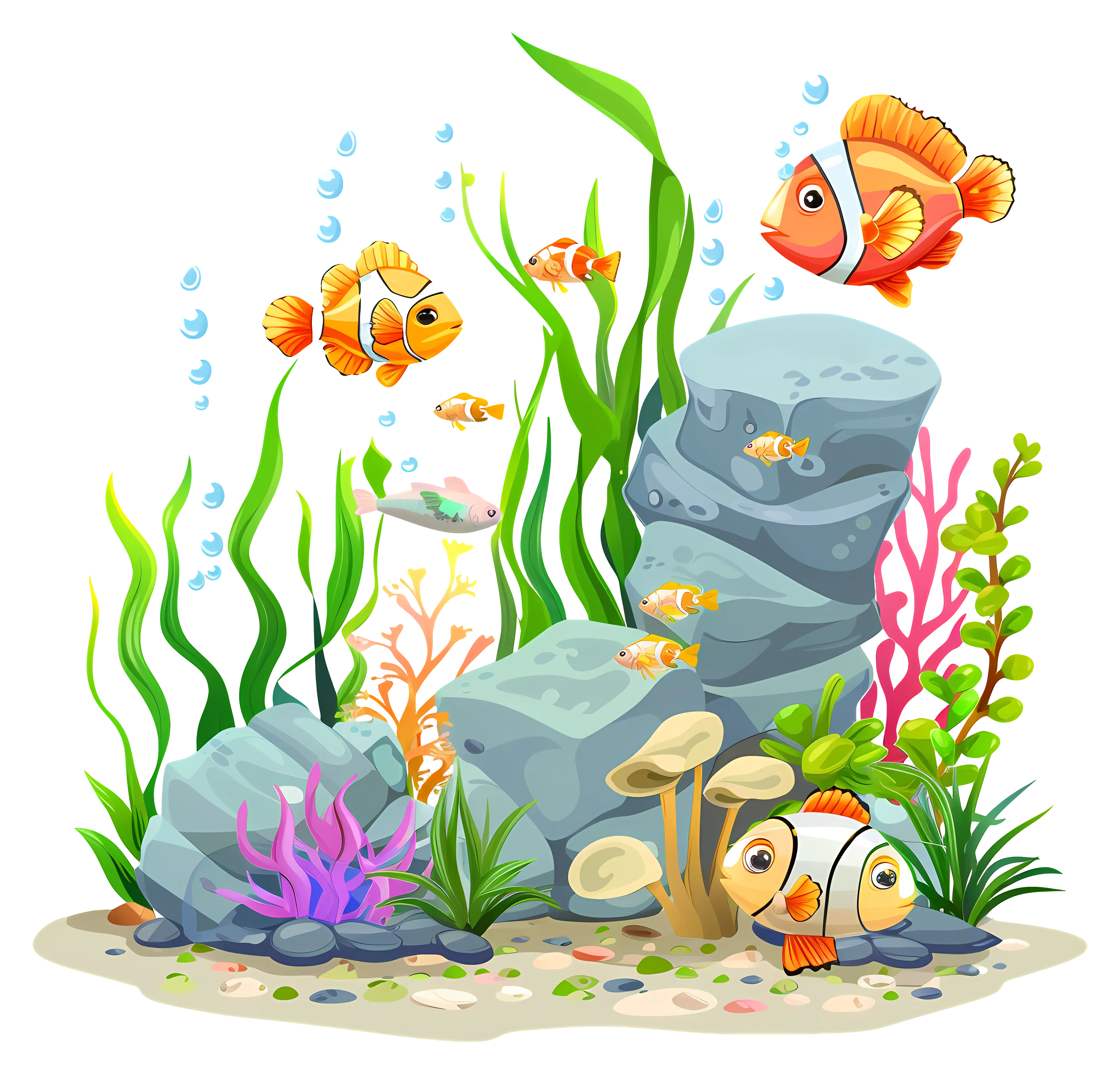 Colorful Aquarium with Fish and Plants