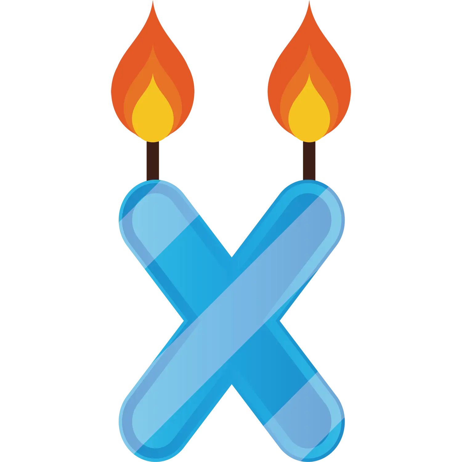 Blue Candles with Flames