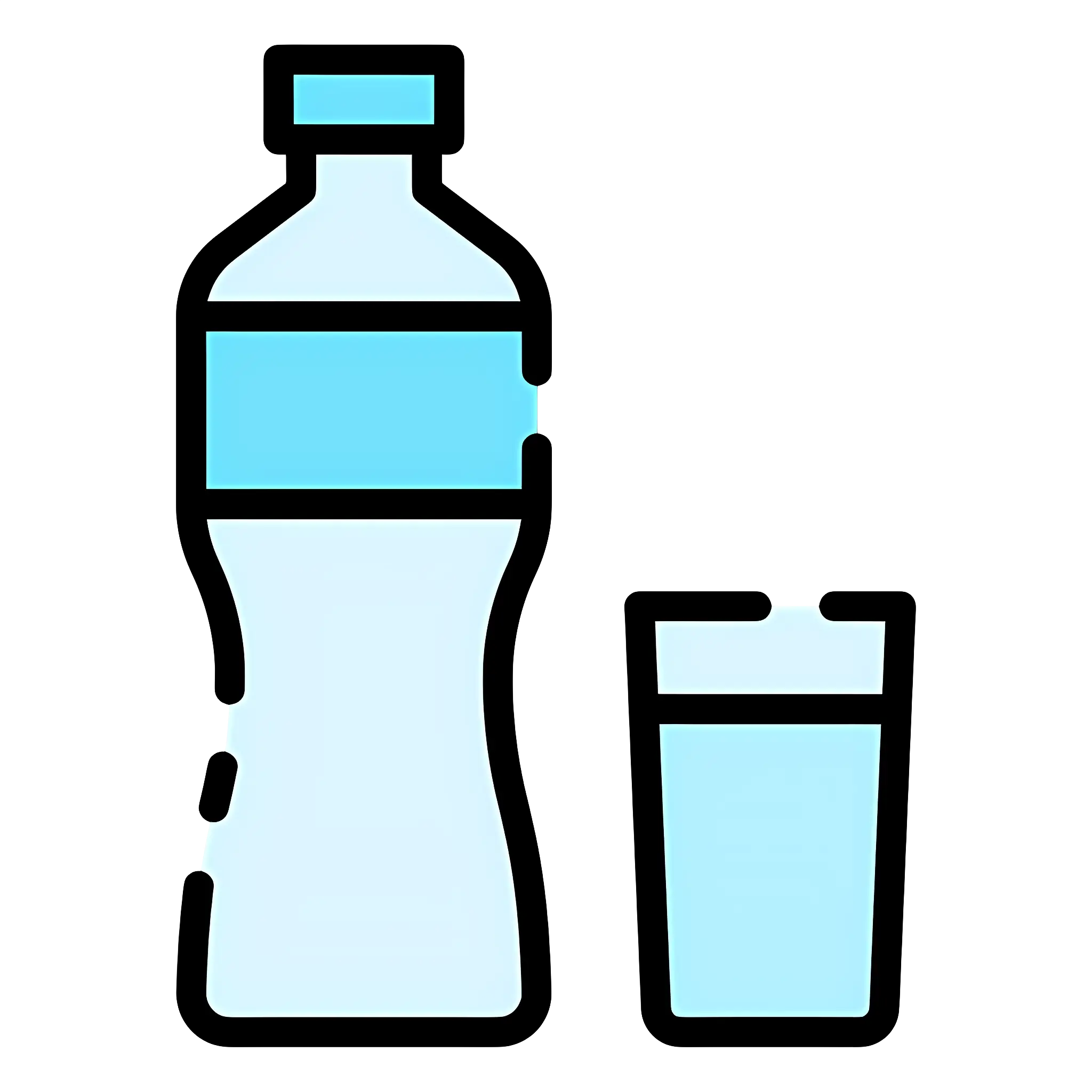 Minimalist Vector Water Bottle and Glass Illustration