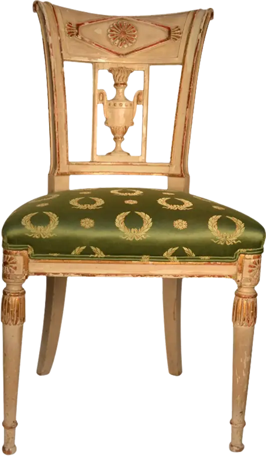 Antique Wooden Chair with Upholstery