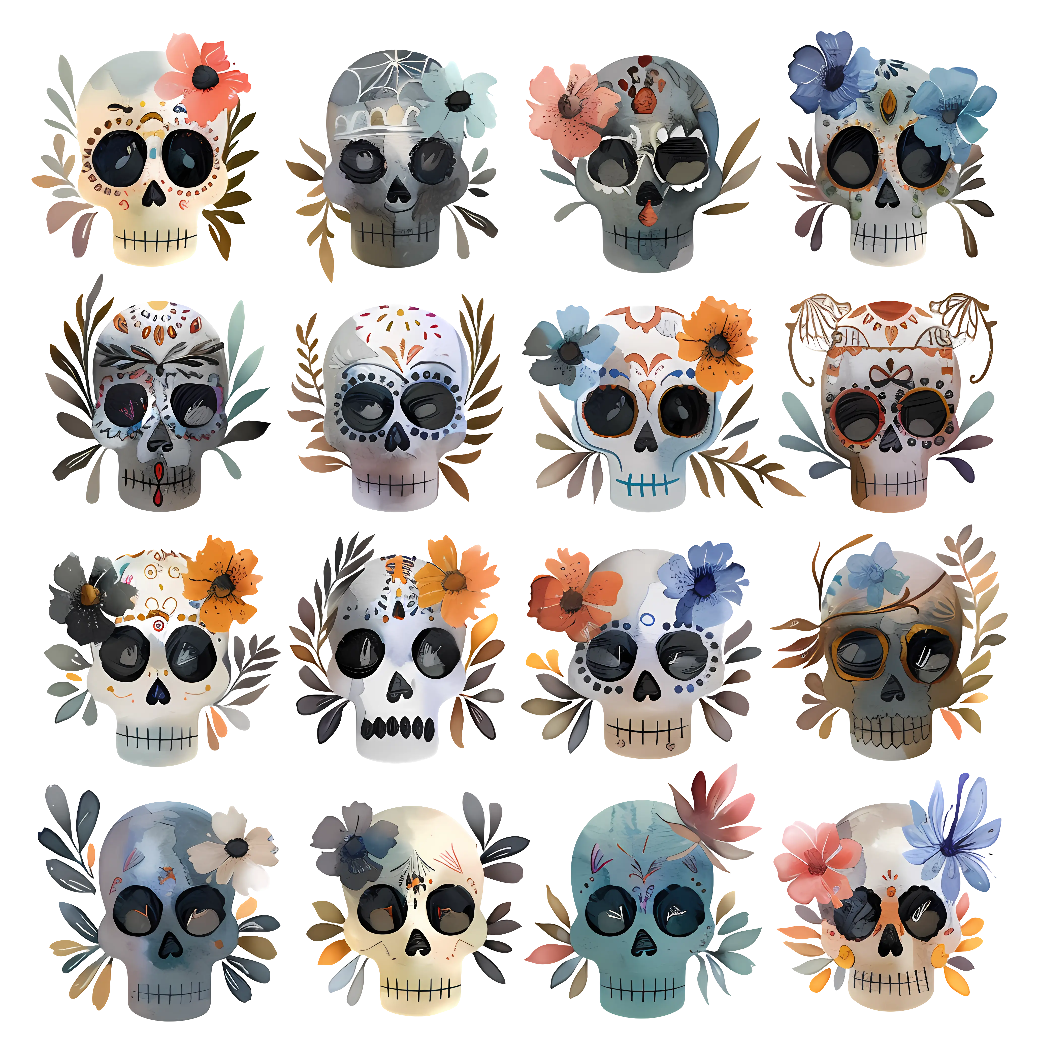 Colorful Decorative Skulls for Day of the Dead