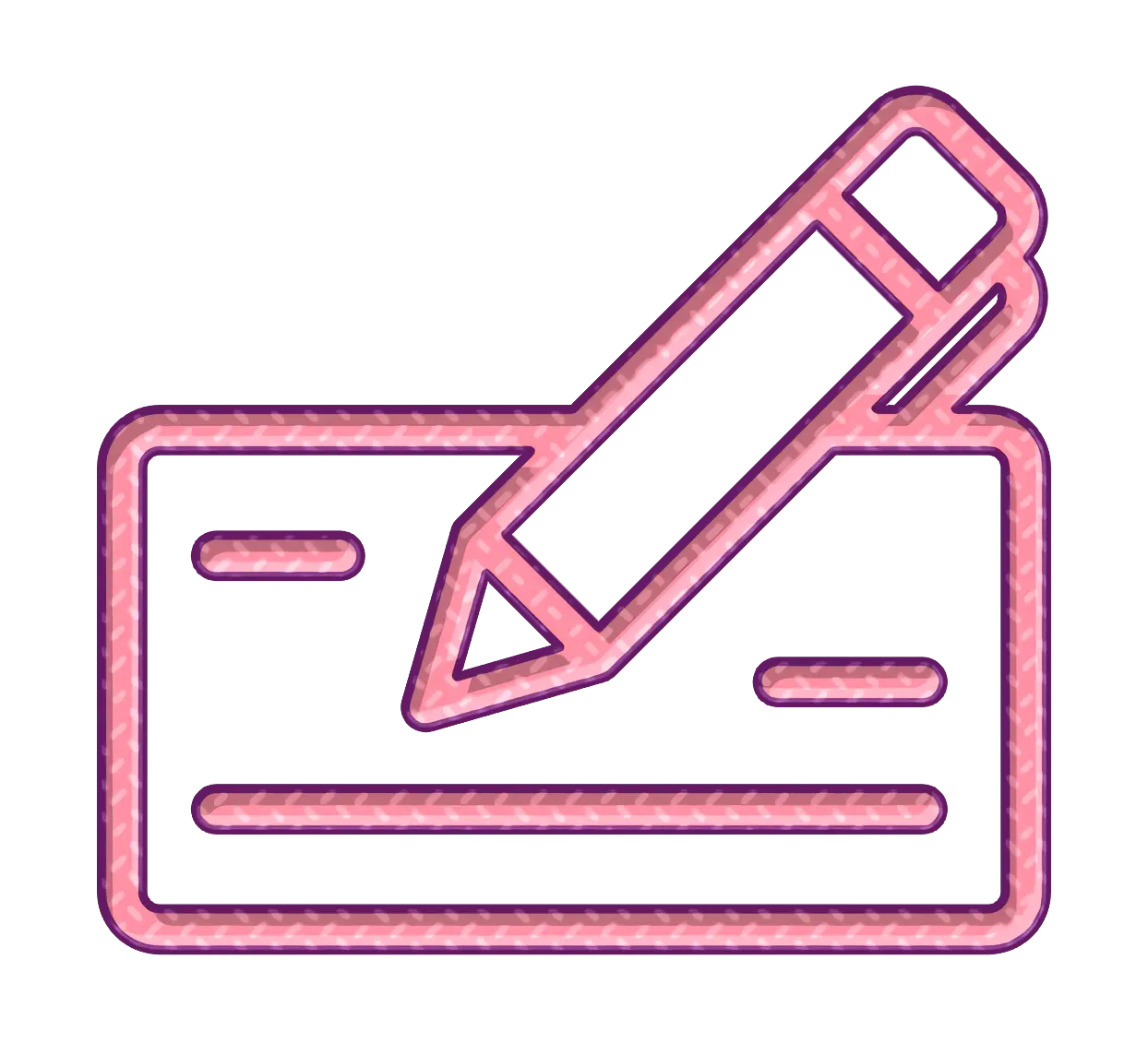 Check and Pencil Design with Pink Outline