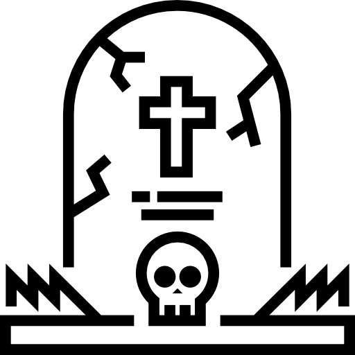 Simple Tombstone with Skull