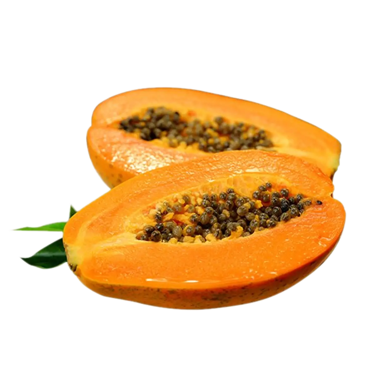 Sliced Papaya with Seeds Display
