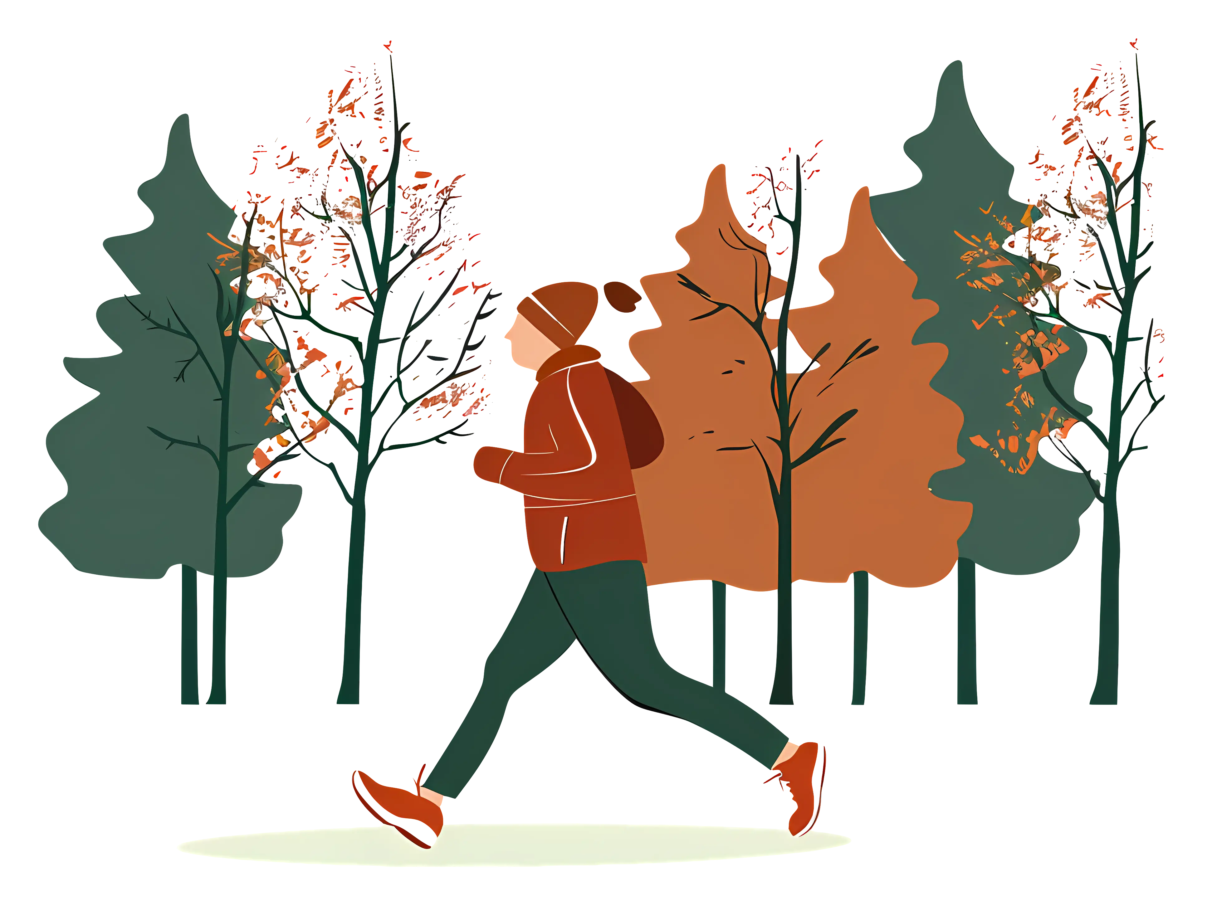 Jogger Running in Autumn Forest