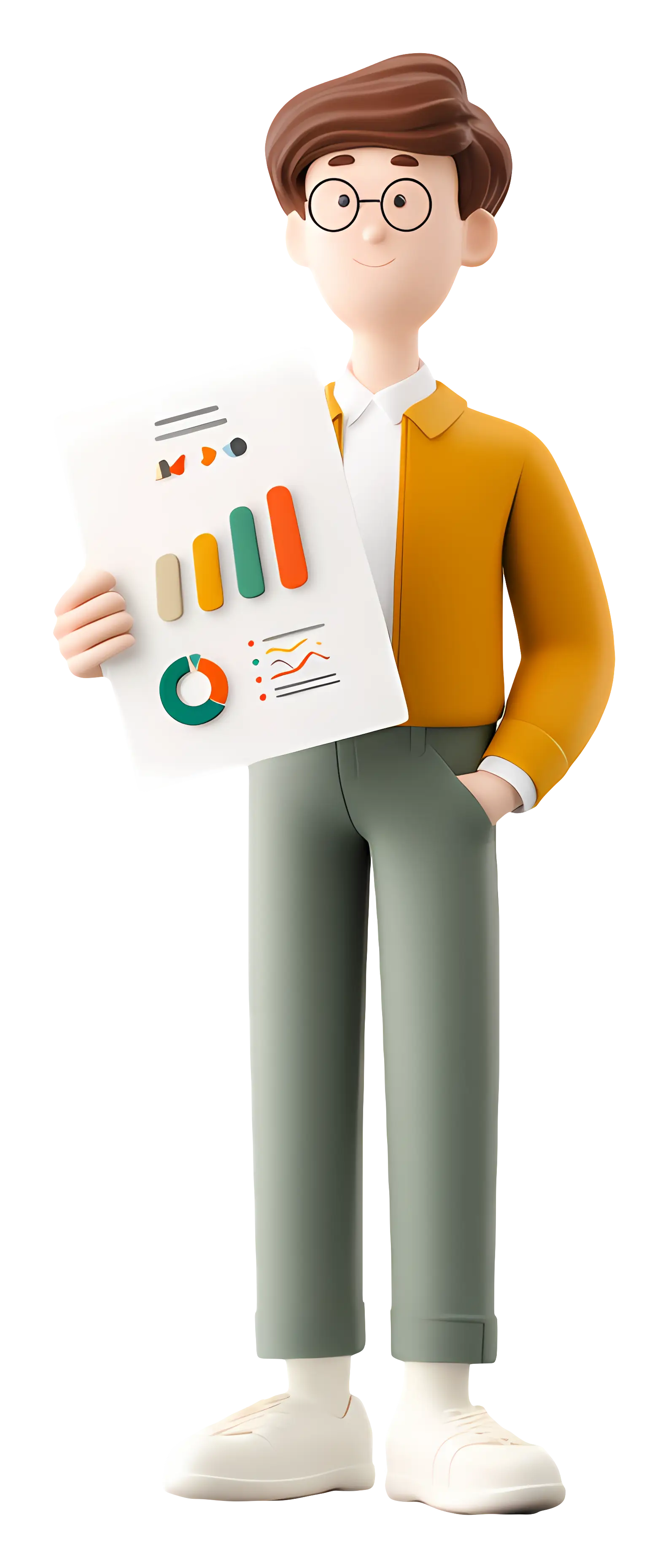 Businessman with Chart Illustration