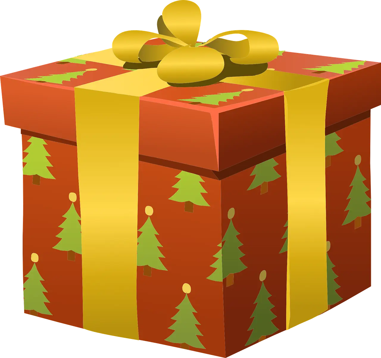 Festive Red Christmas Gift Box with Gold Accents