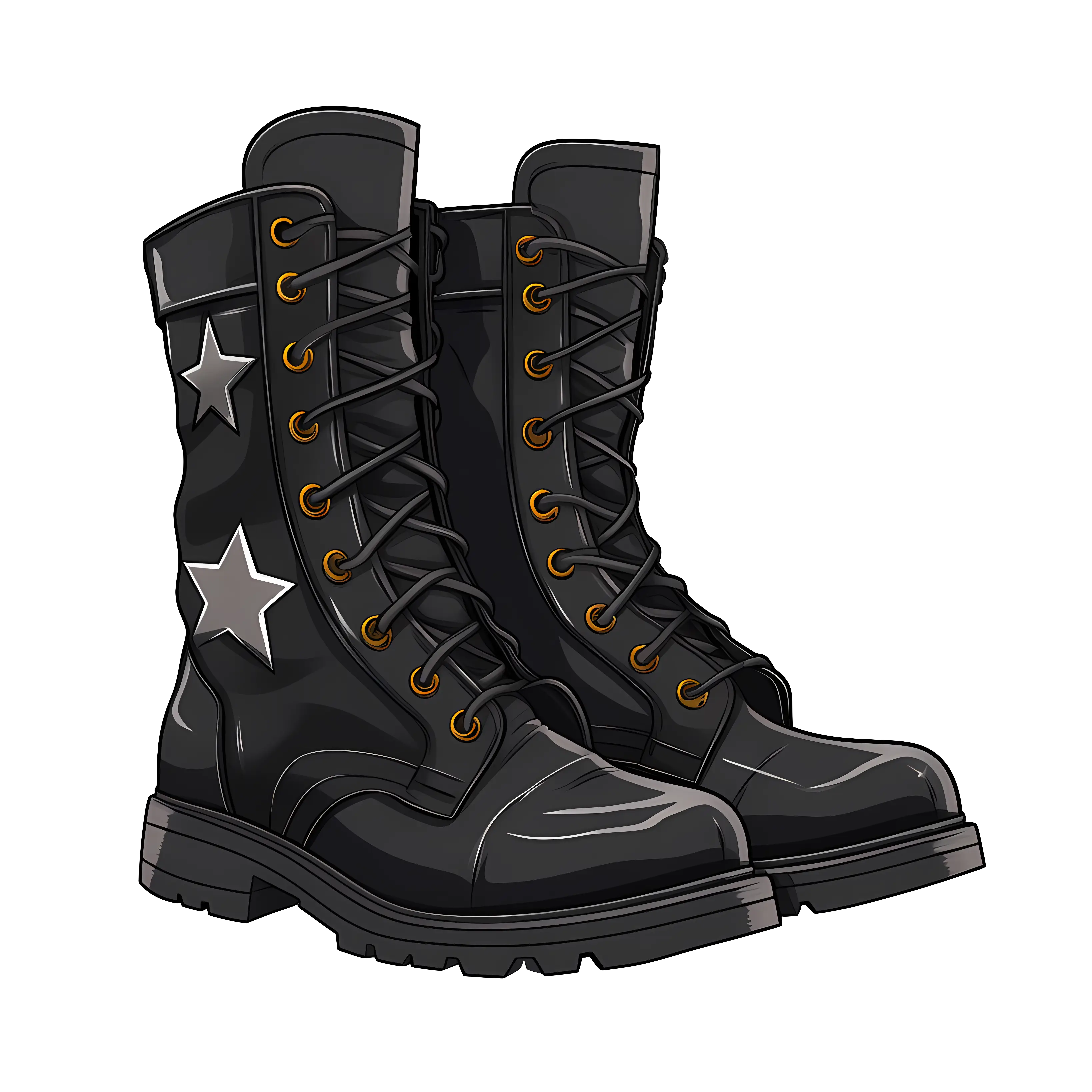 Black Combat Boots with Silver Stars