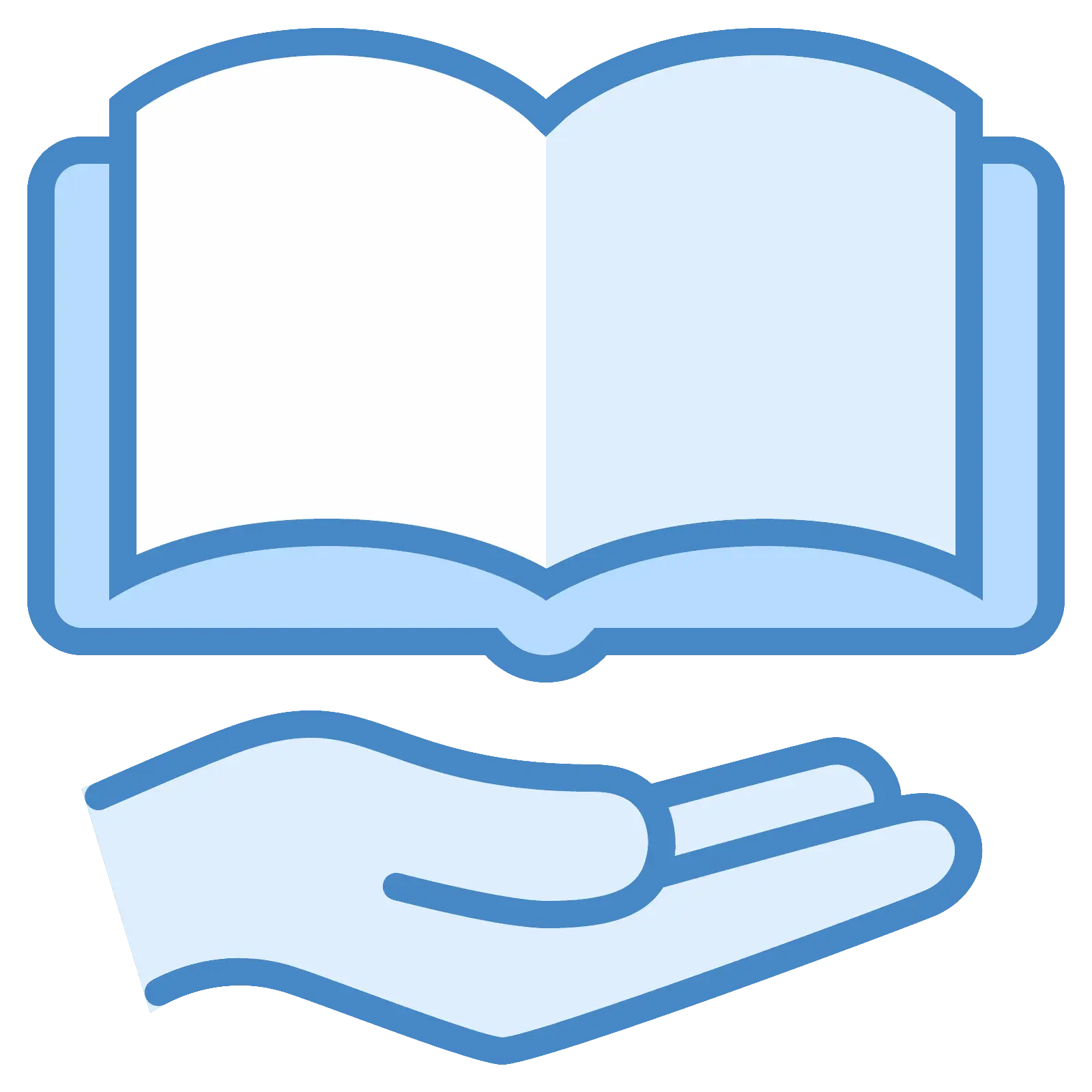 Open Book on Hand Icon for Education Theme
