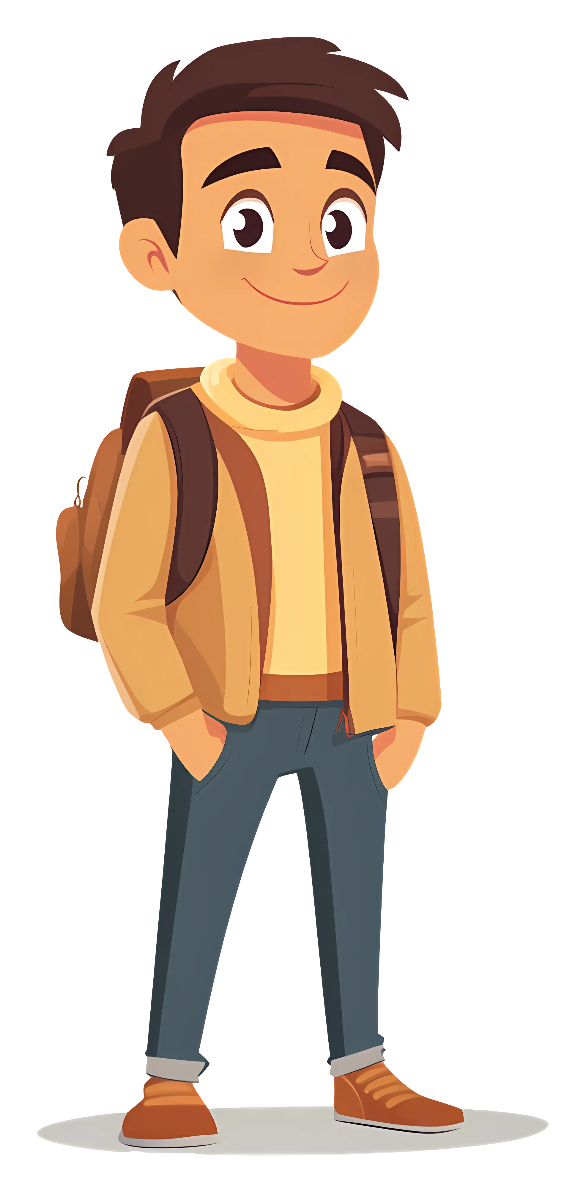 Young Student with Glasses and Backpack