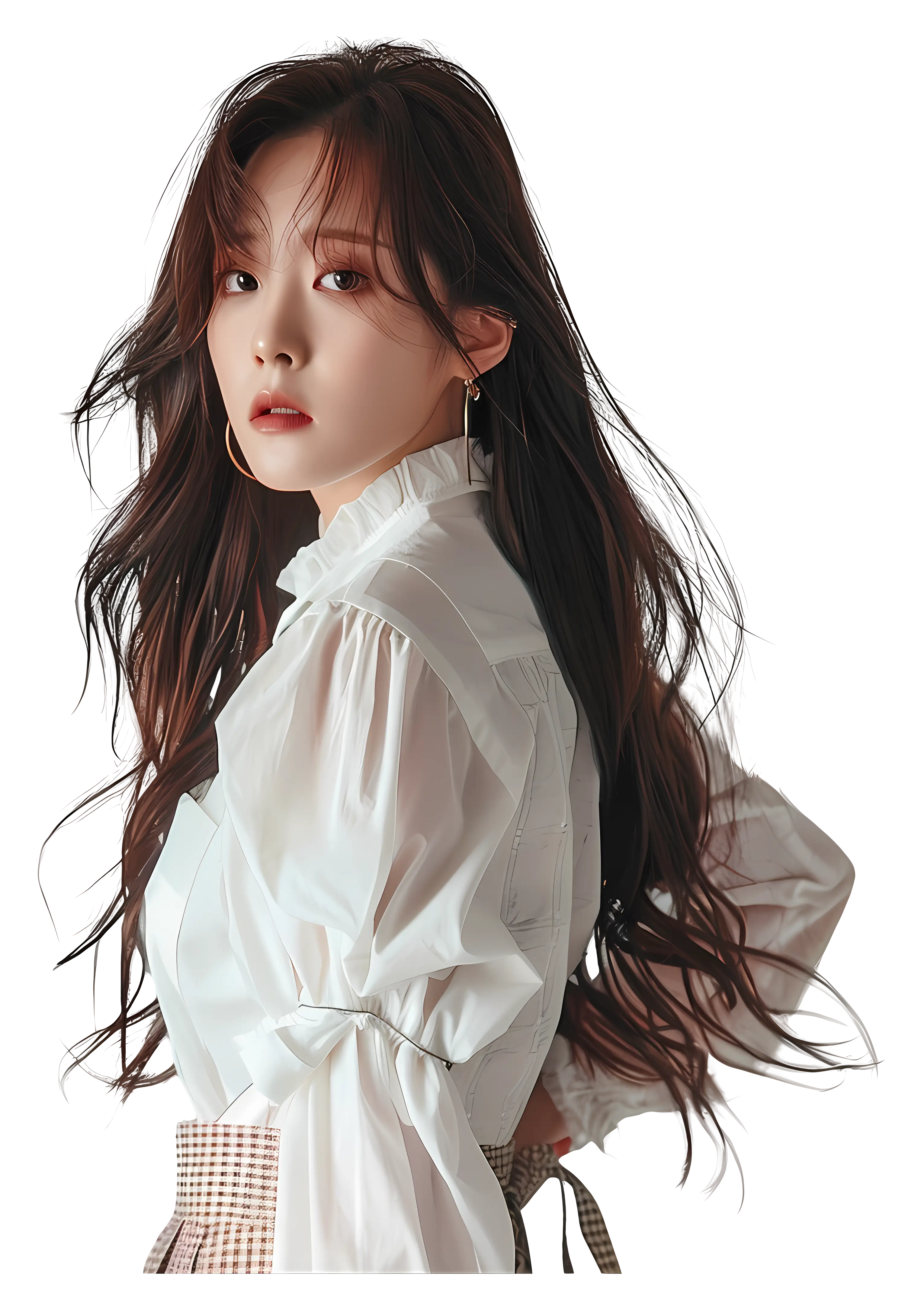 Elegant Woman in White Blouse