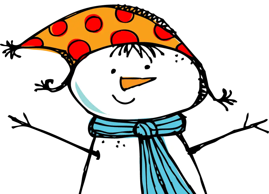 Cute Snowman with Hat and Scarf