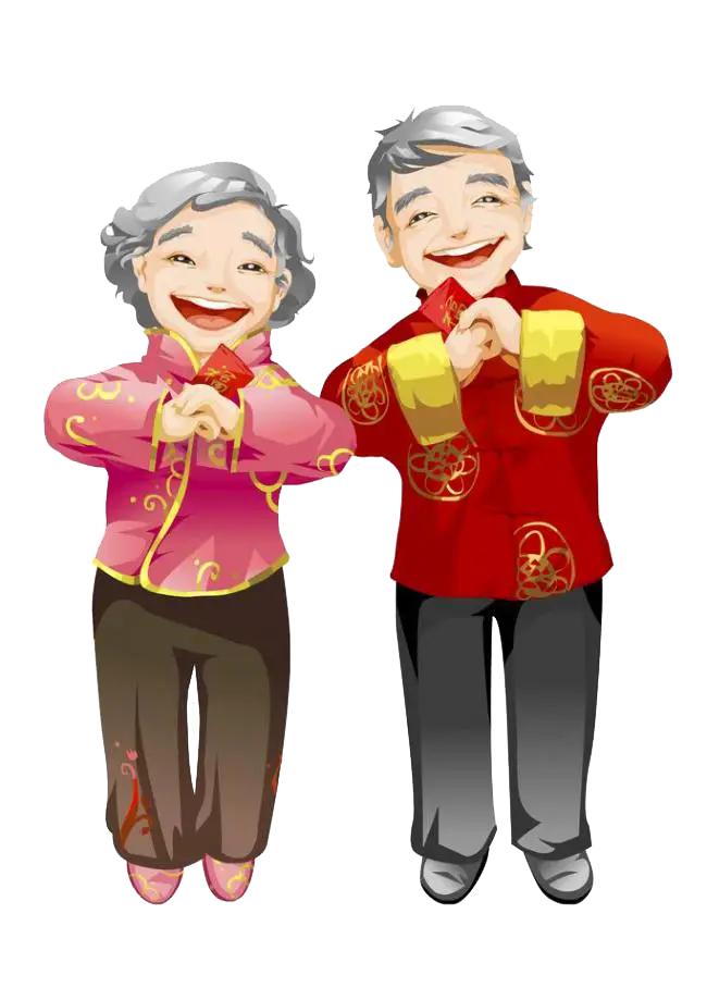 Smiling Elderly Couple in Traditional Clothing