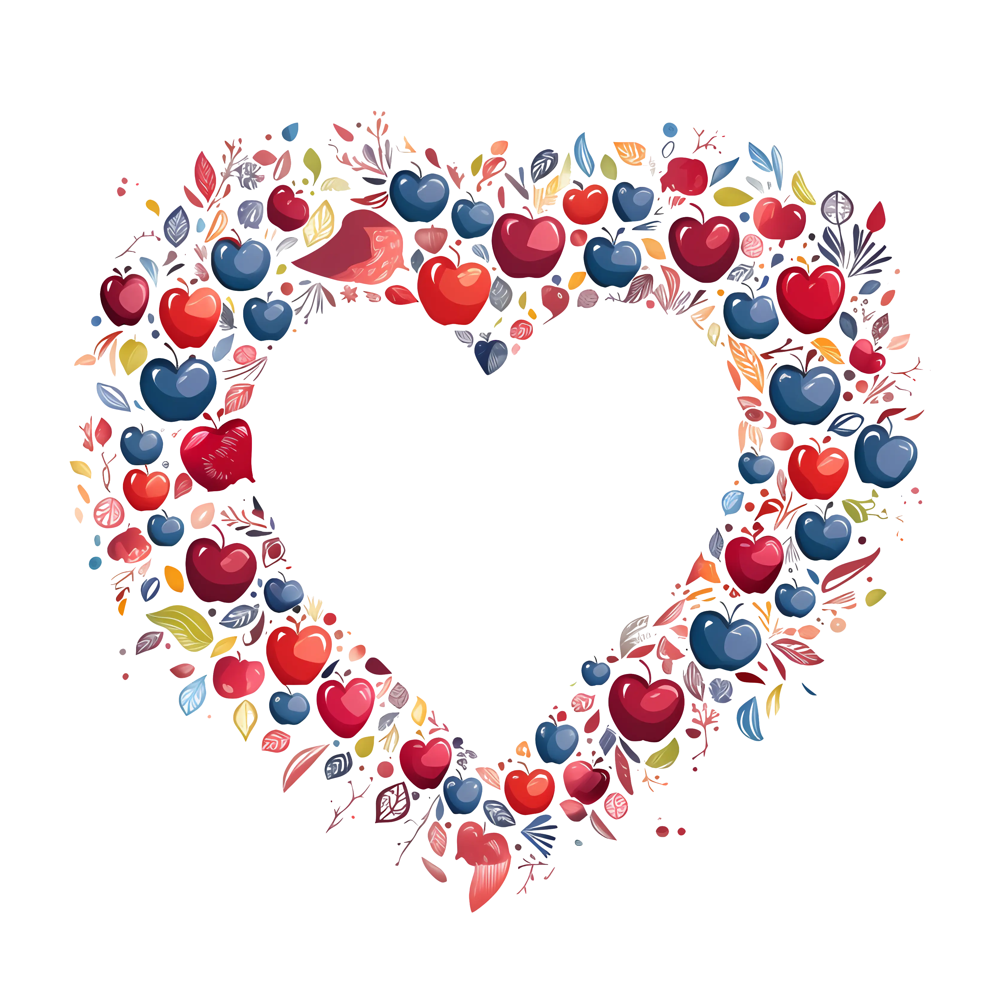 Heart Frame with Colorful Hearts and Flowers