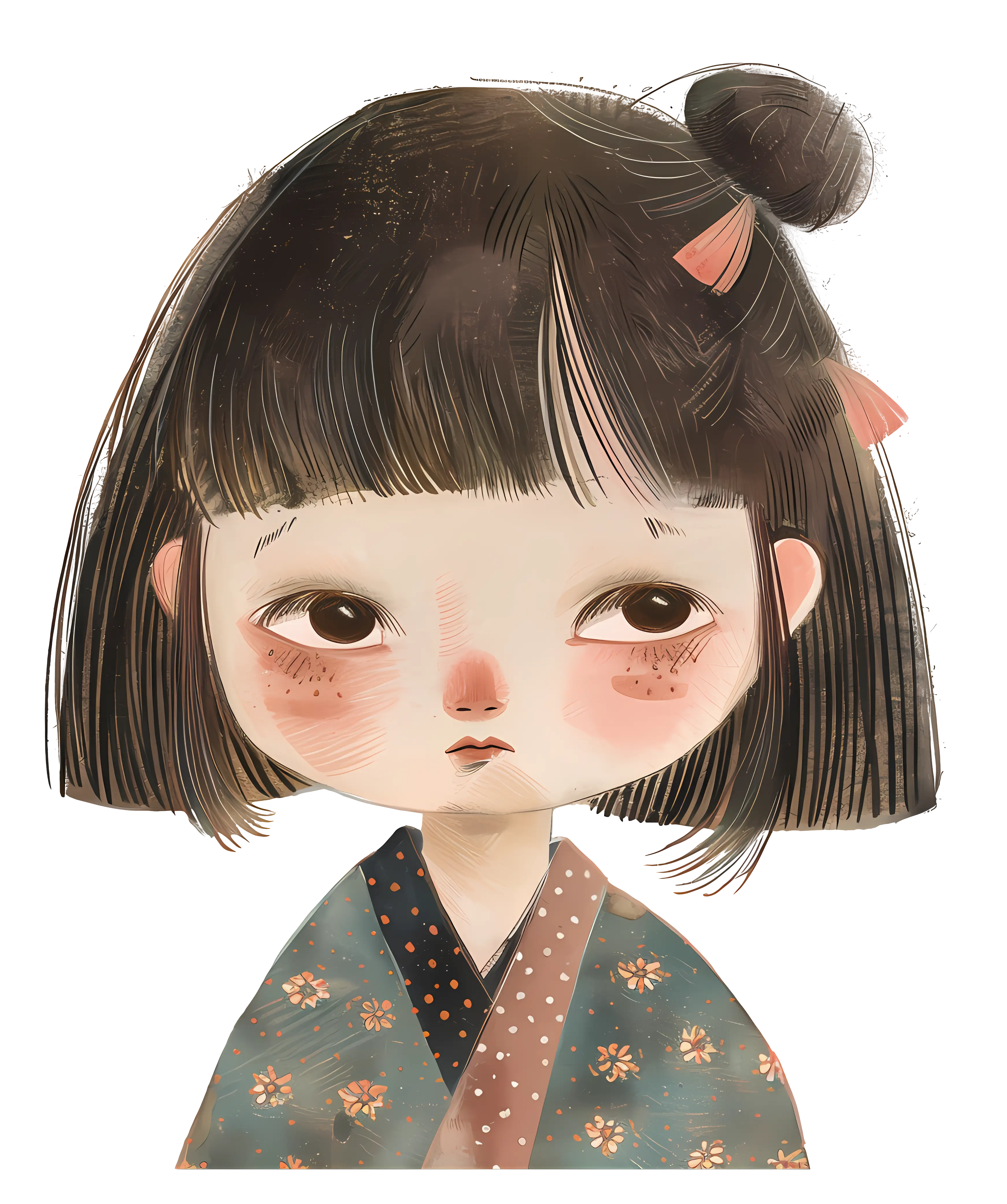 Sad Girl in Kimono