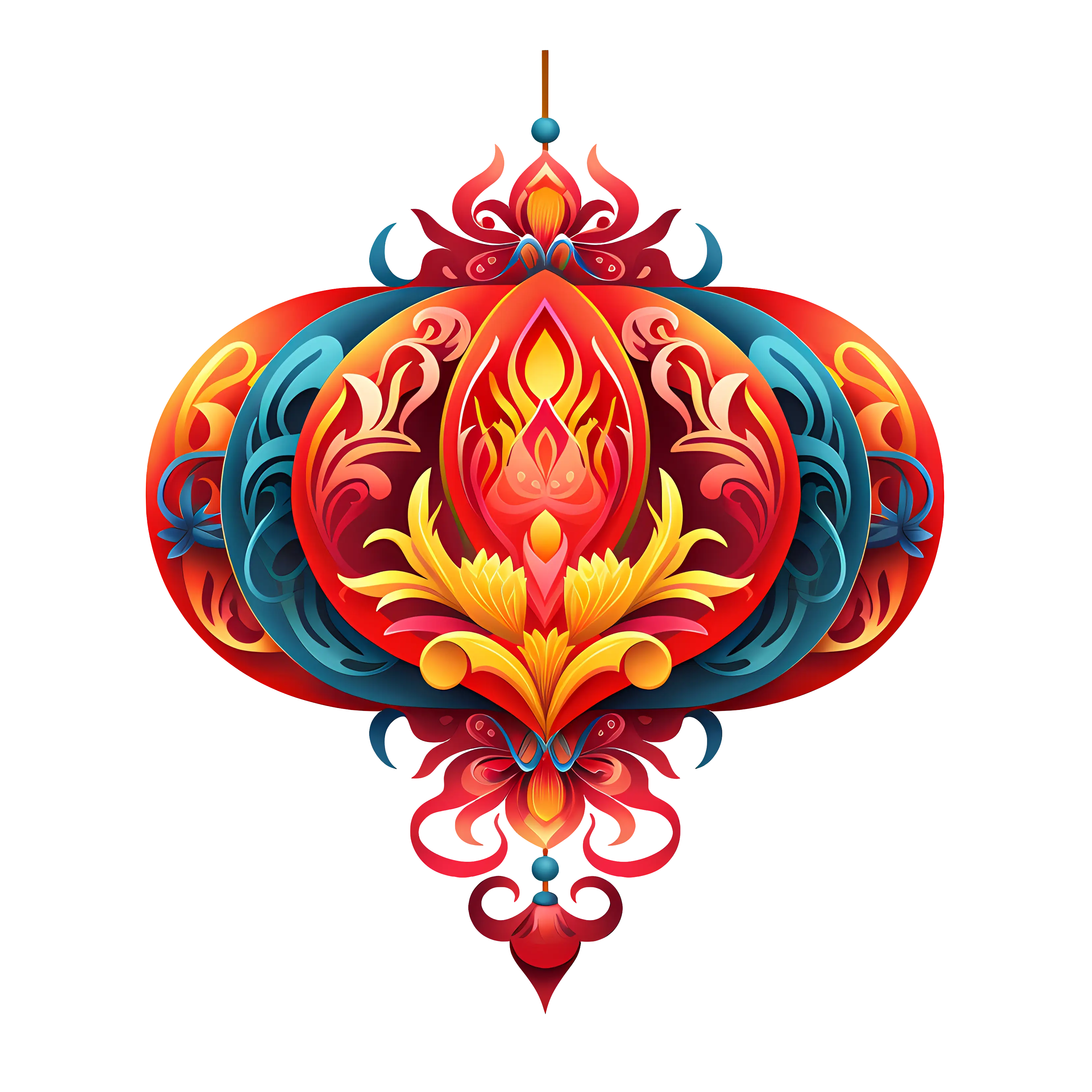 Red Ornate Lantern with Floral Designs