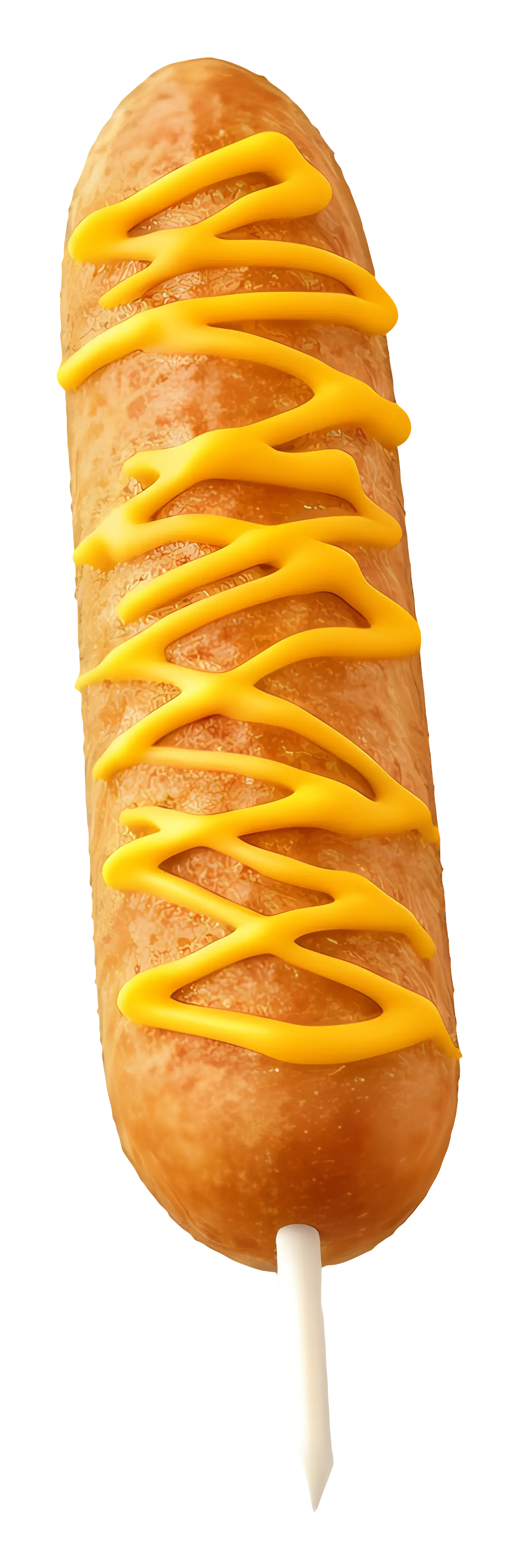 Corn Dog Topped with Mustard Sauce