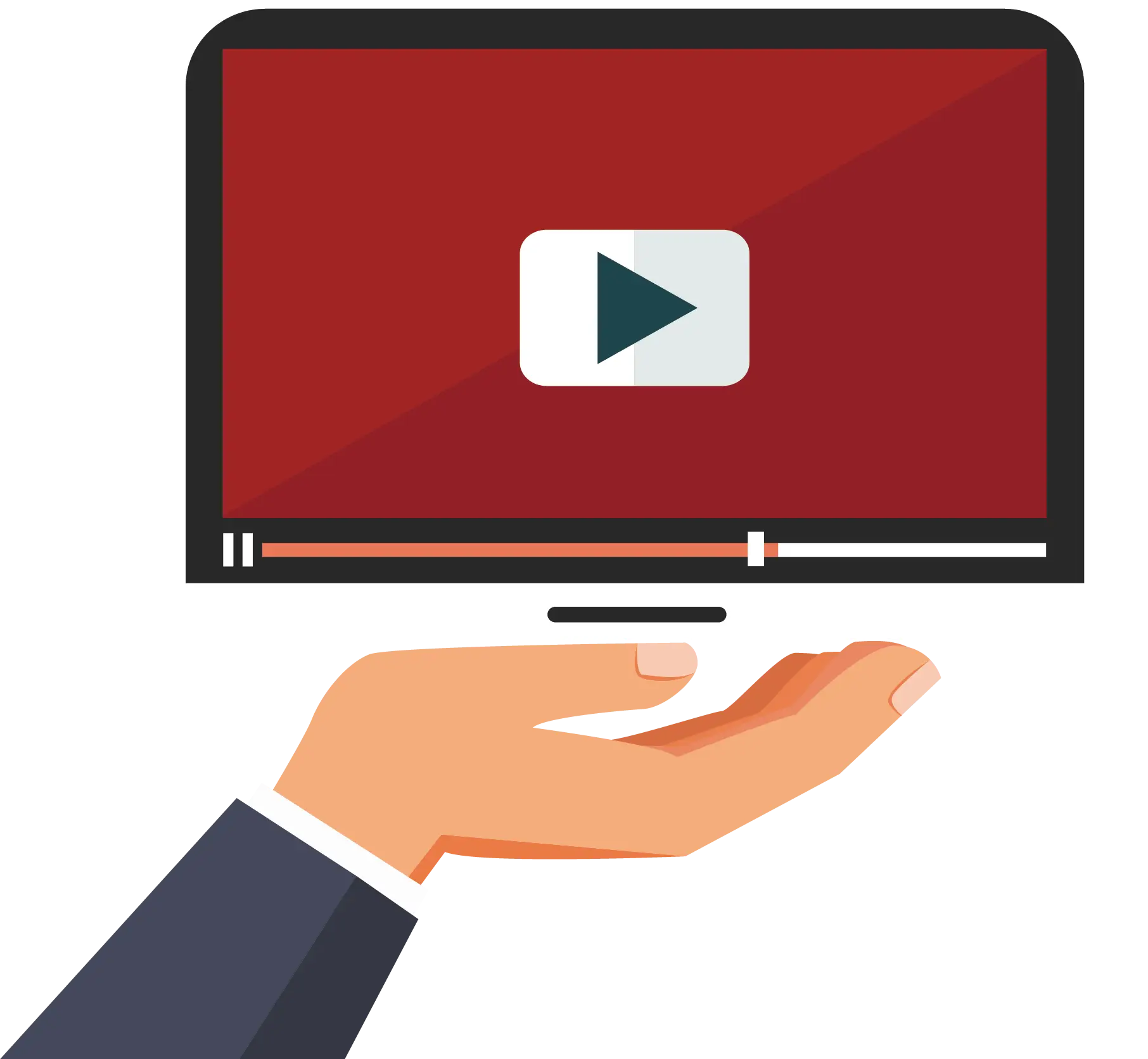 Hand Holding Laptop with Video
