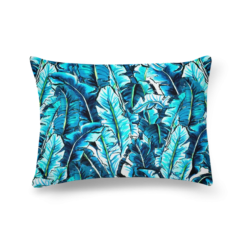 Blue Pillow with Leaf Pattern for Home Decor