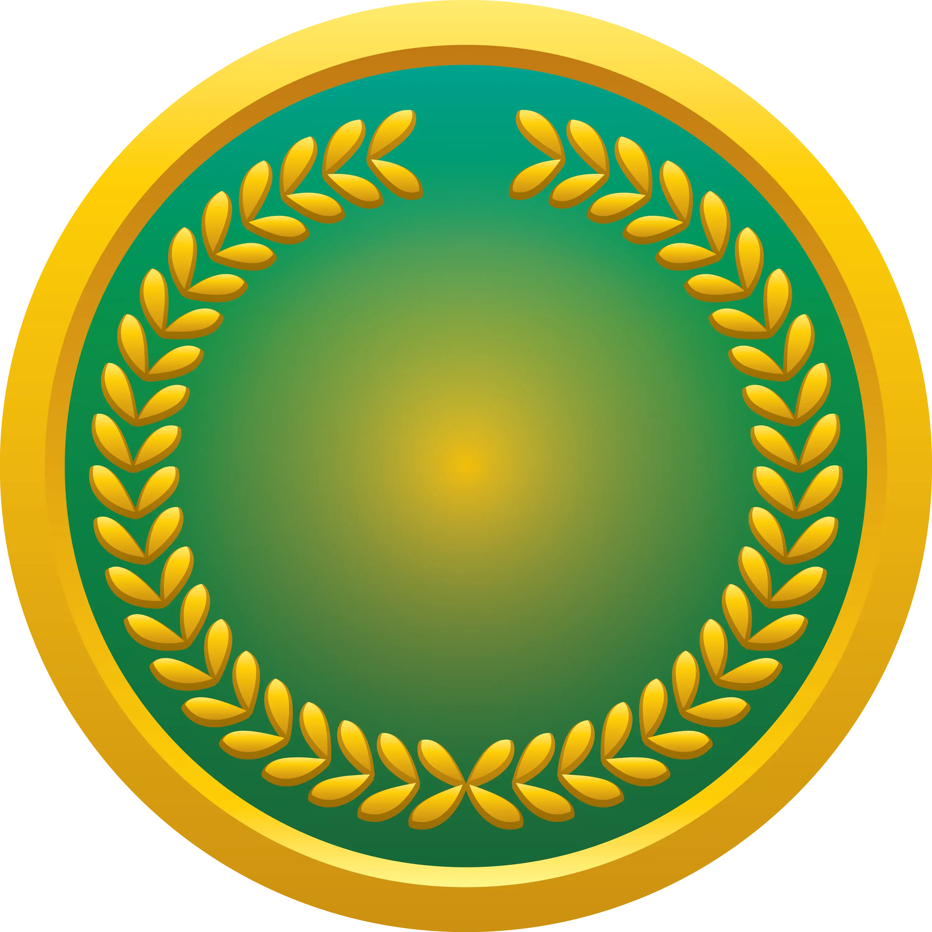 Gold Laurel Wreath on Green Background