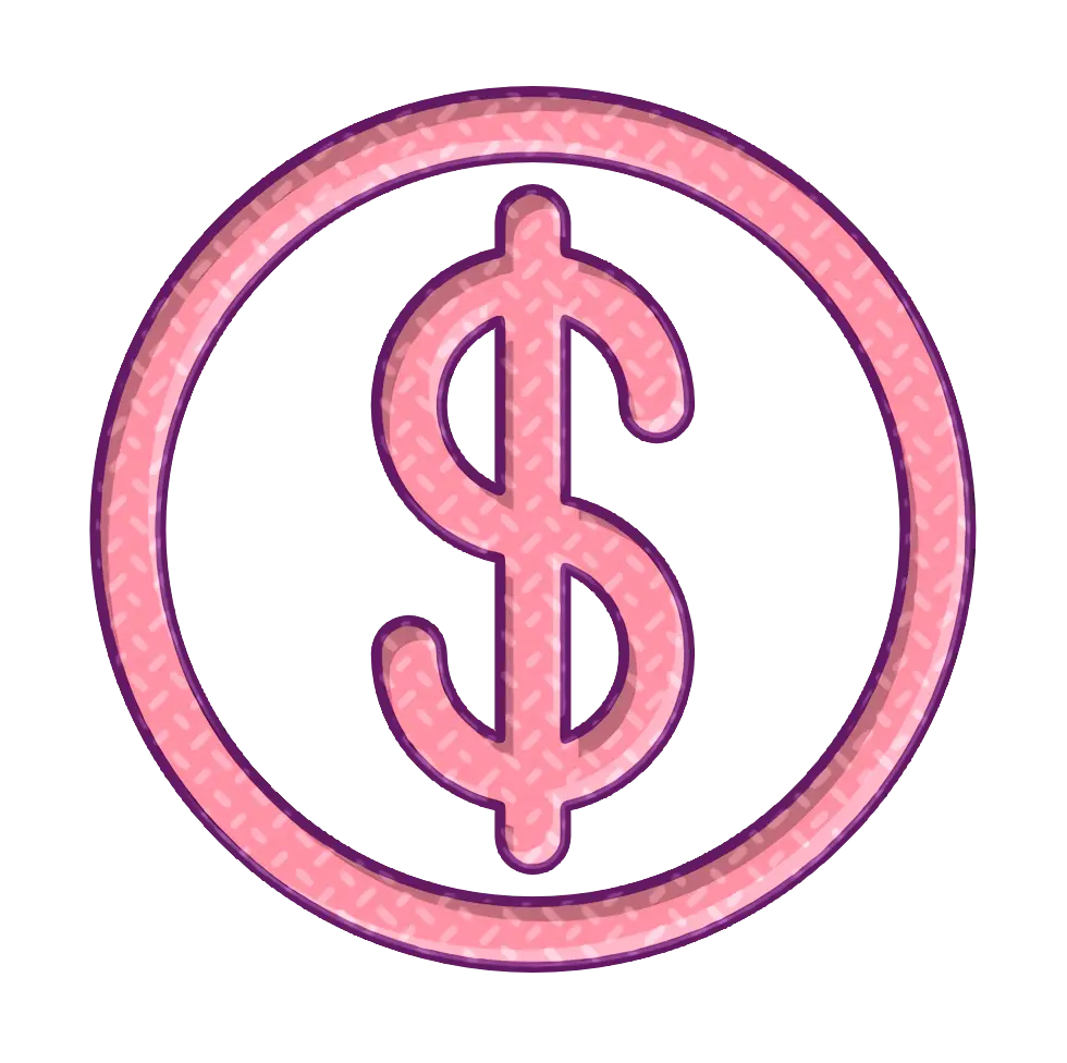 Pink Dollar Sign Symbol