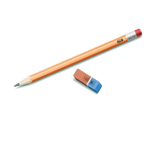 Bright Illustration of Pencil and Eraser