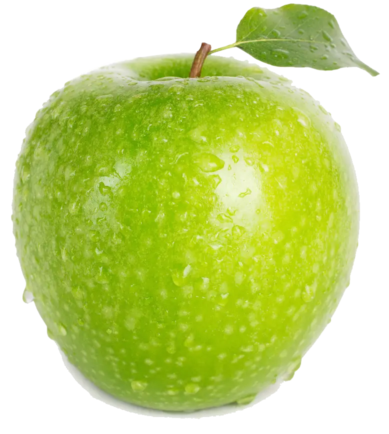 Green Apple Covered with Dewdrops