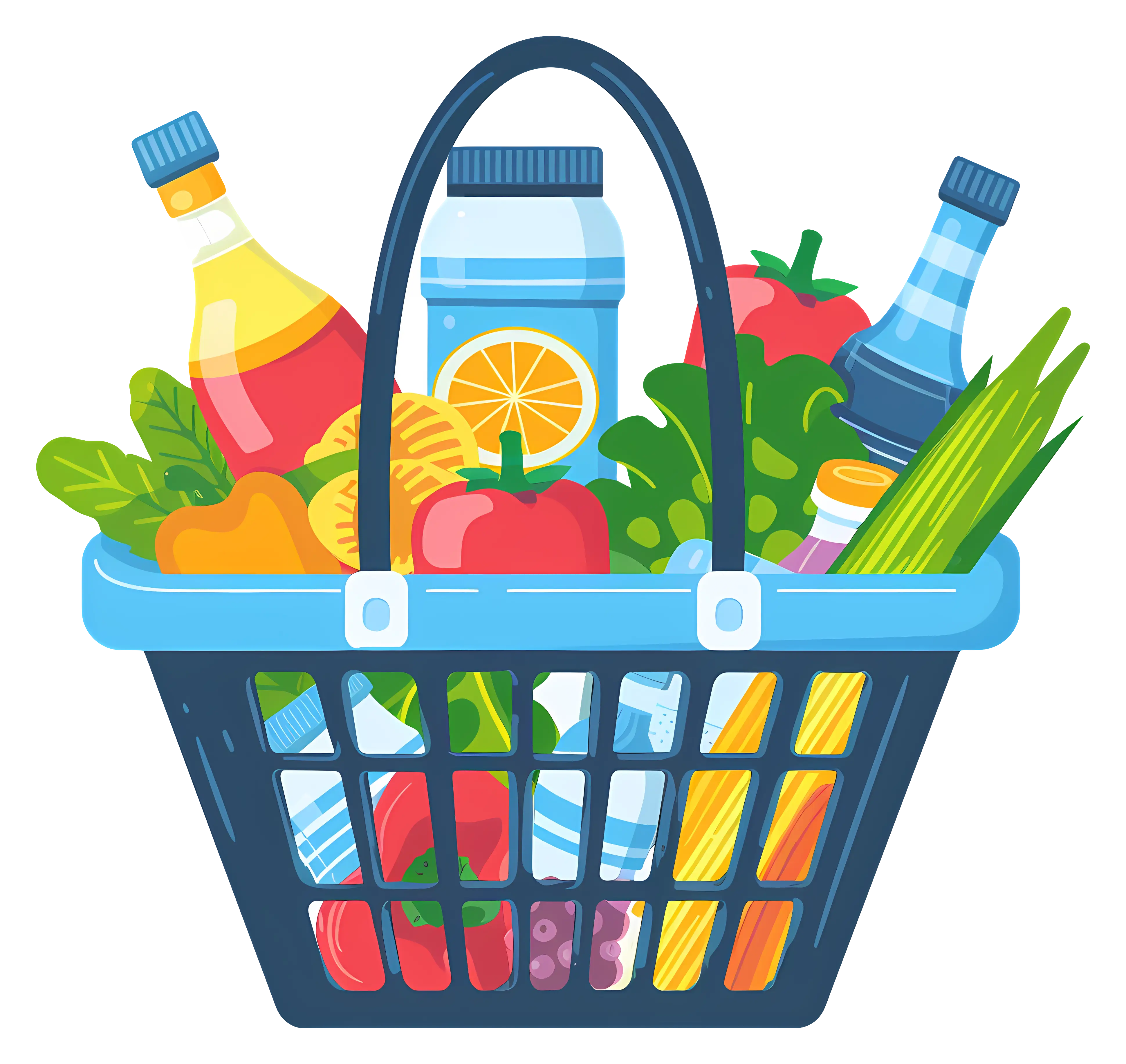 Grocery Basket Full of Fresh Items