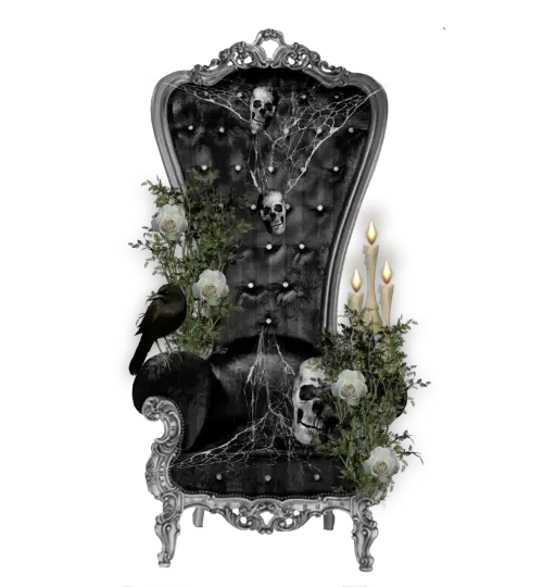 Gothic Chair with Skulls and Raven
