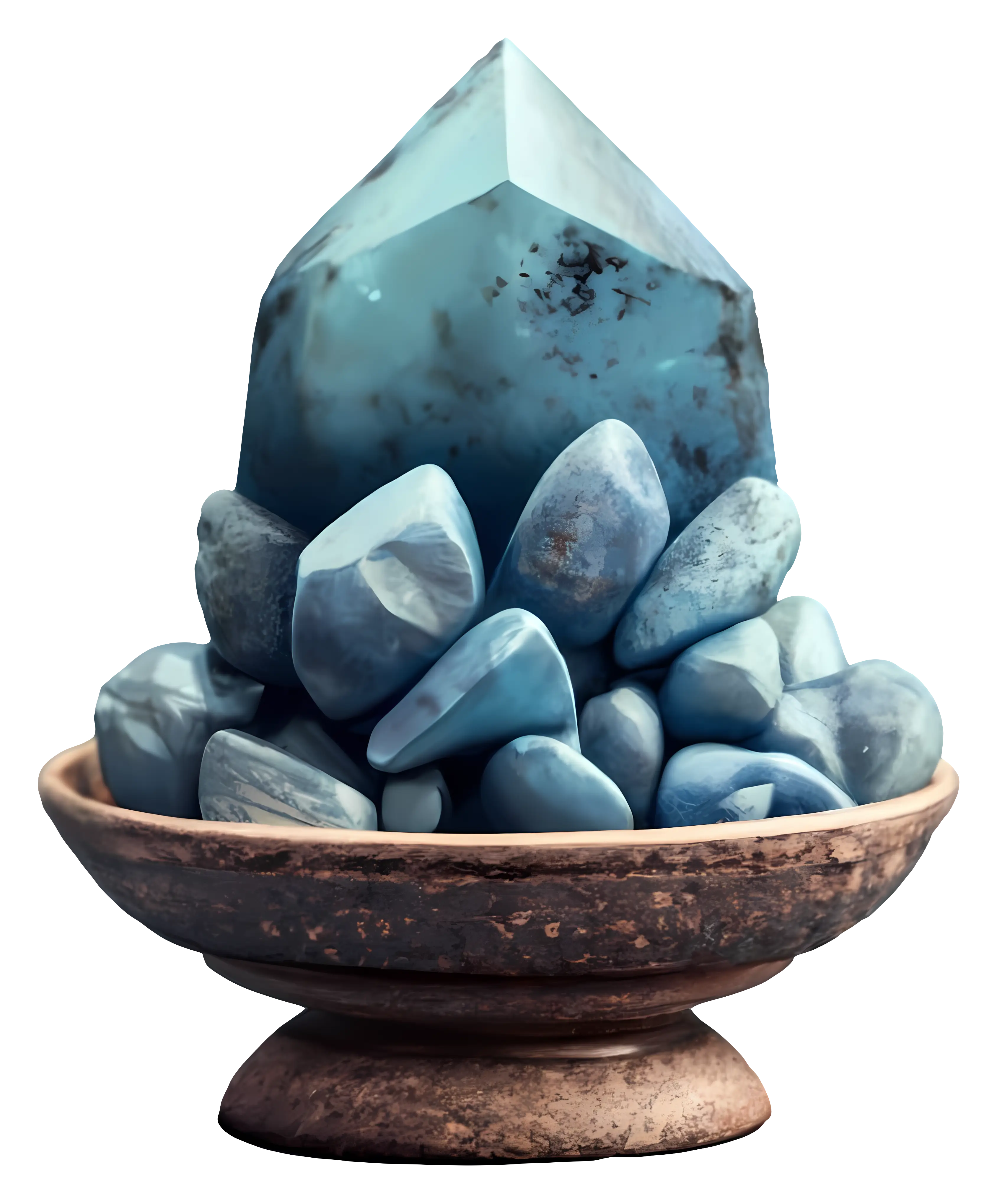 Blue Crystals in a Bowl