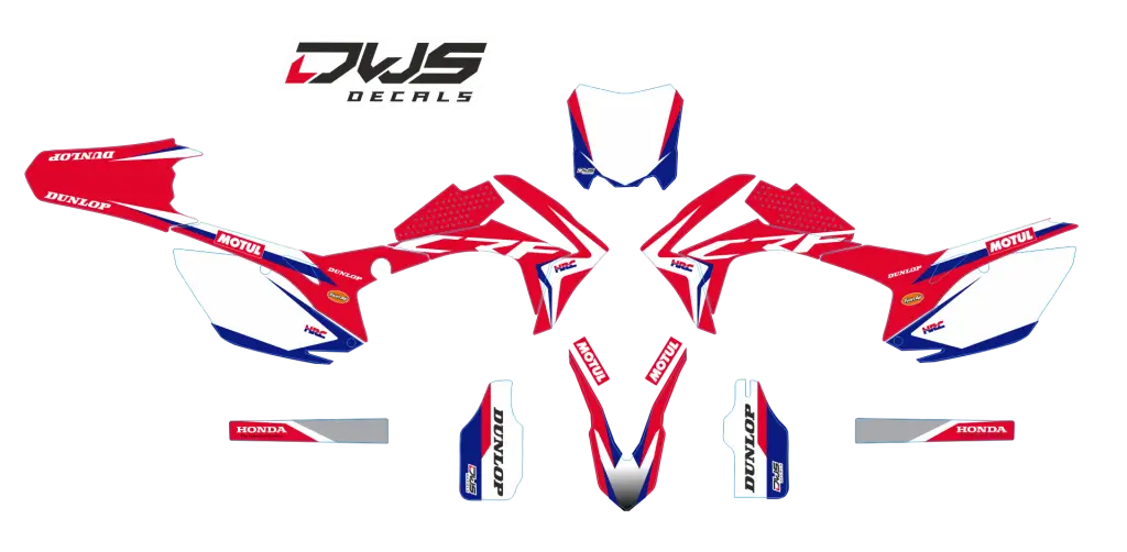 Red and White Motorcycle Decals Graphic Kit